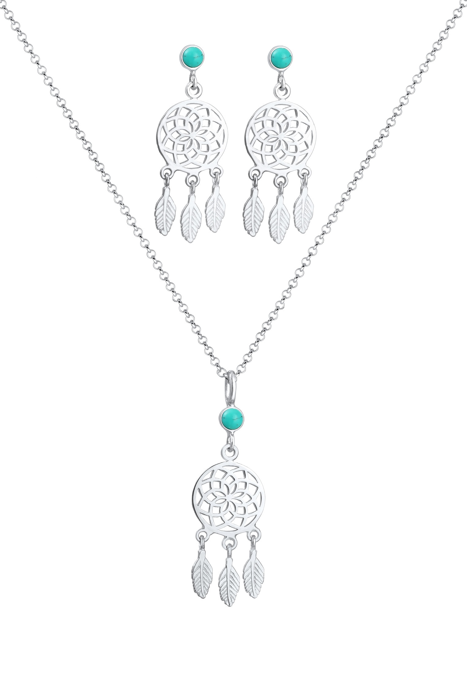 Elli Schmuckset »Kette Hänger Traumfänger Boho Howlith 925 Silber«
