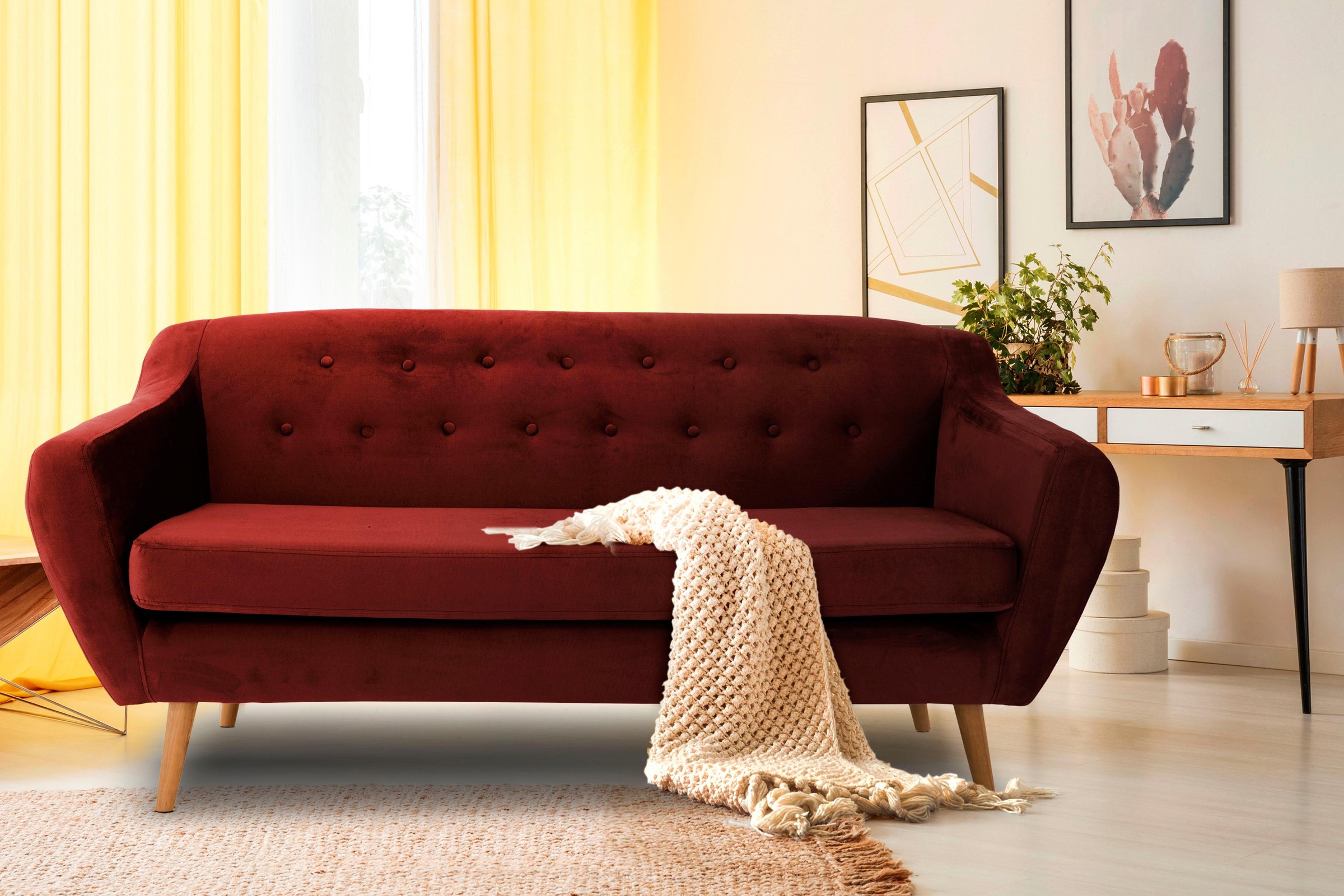 Home affaire 3-Sitzer »Renne« mit Heftung im Rücken im skandinavischem Stil günstig online kaufen