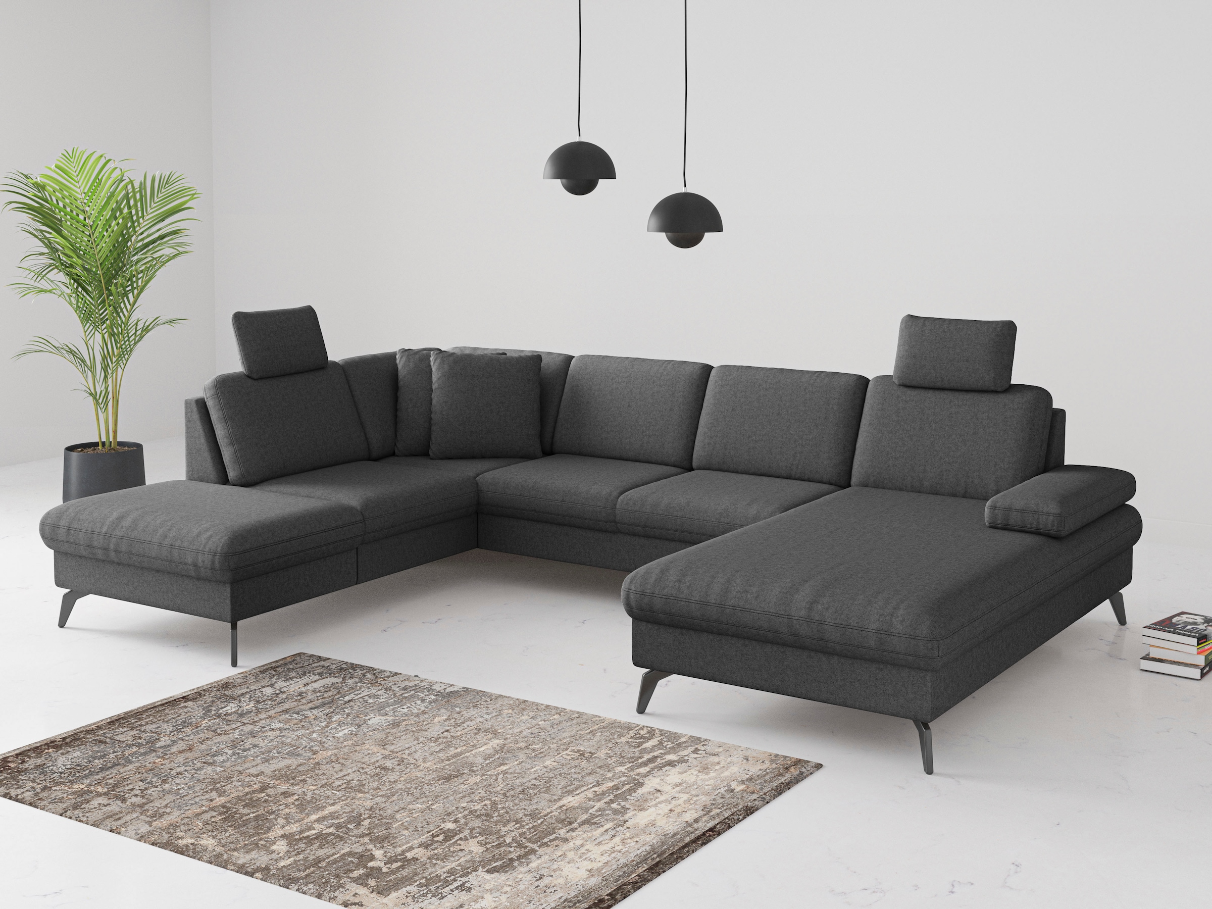 sit&more Wohnlandschaft »Morris Jubi U-Form«, inkl. Armteilfunktion und 1 Zierkissen, wahlweise mit Bettfunktion