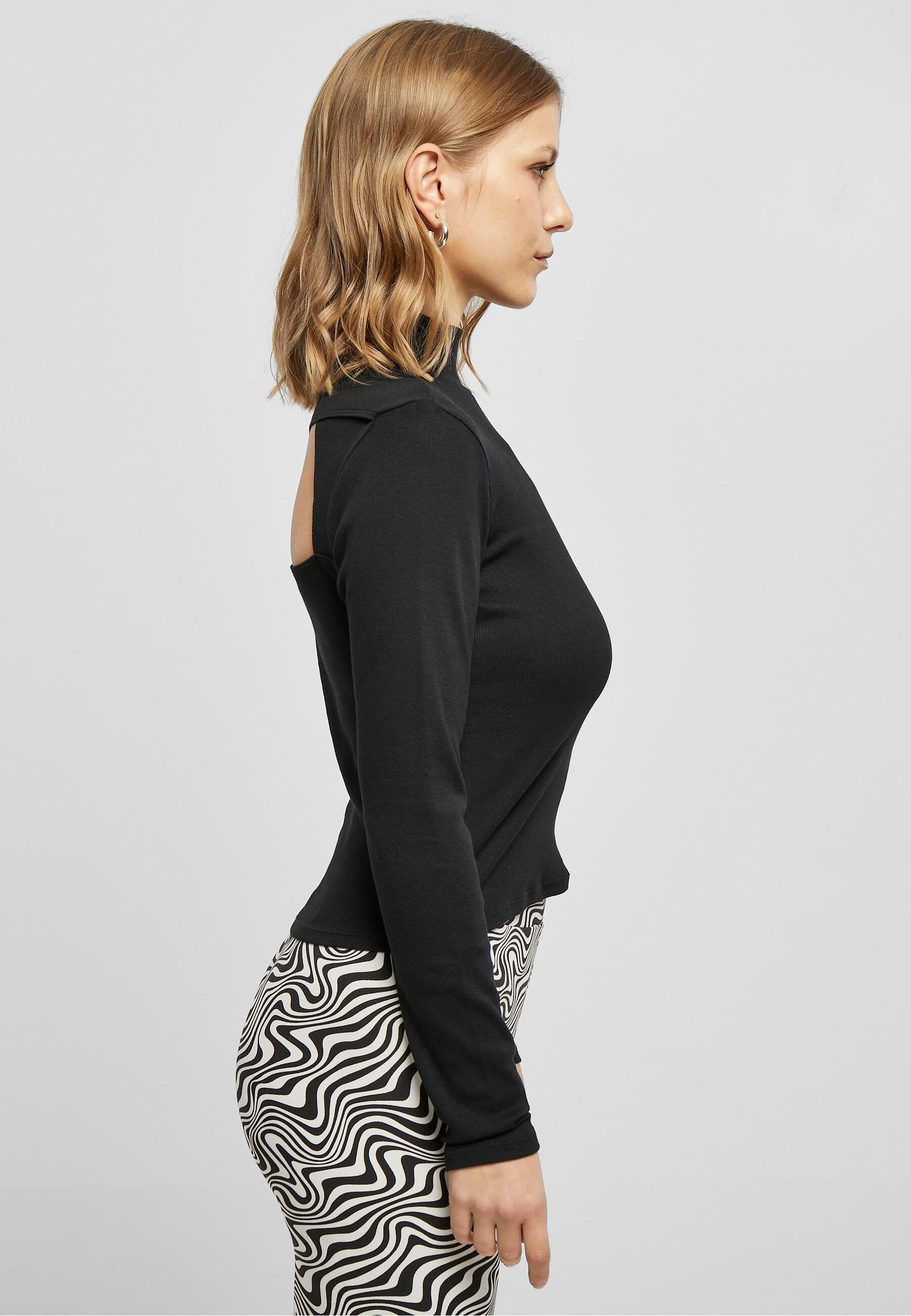URBAN CLASSICS Longsleeve »Urban Classics Damen Ladies Rib Back Cut Out Longsleeve« 1 Stk.