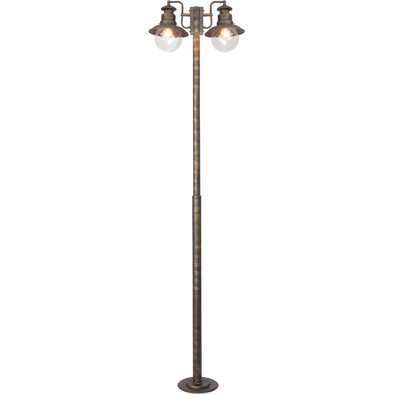 BRILLIANT Außen-Stehlampe »ARTU« E27 205 x 58 cm, 2 x E27, IP44, Metall/Glas, schwarz goldfarben goldfarben/schwarz