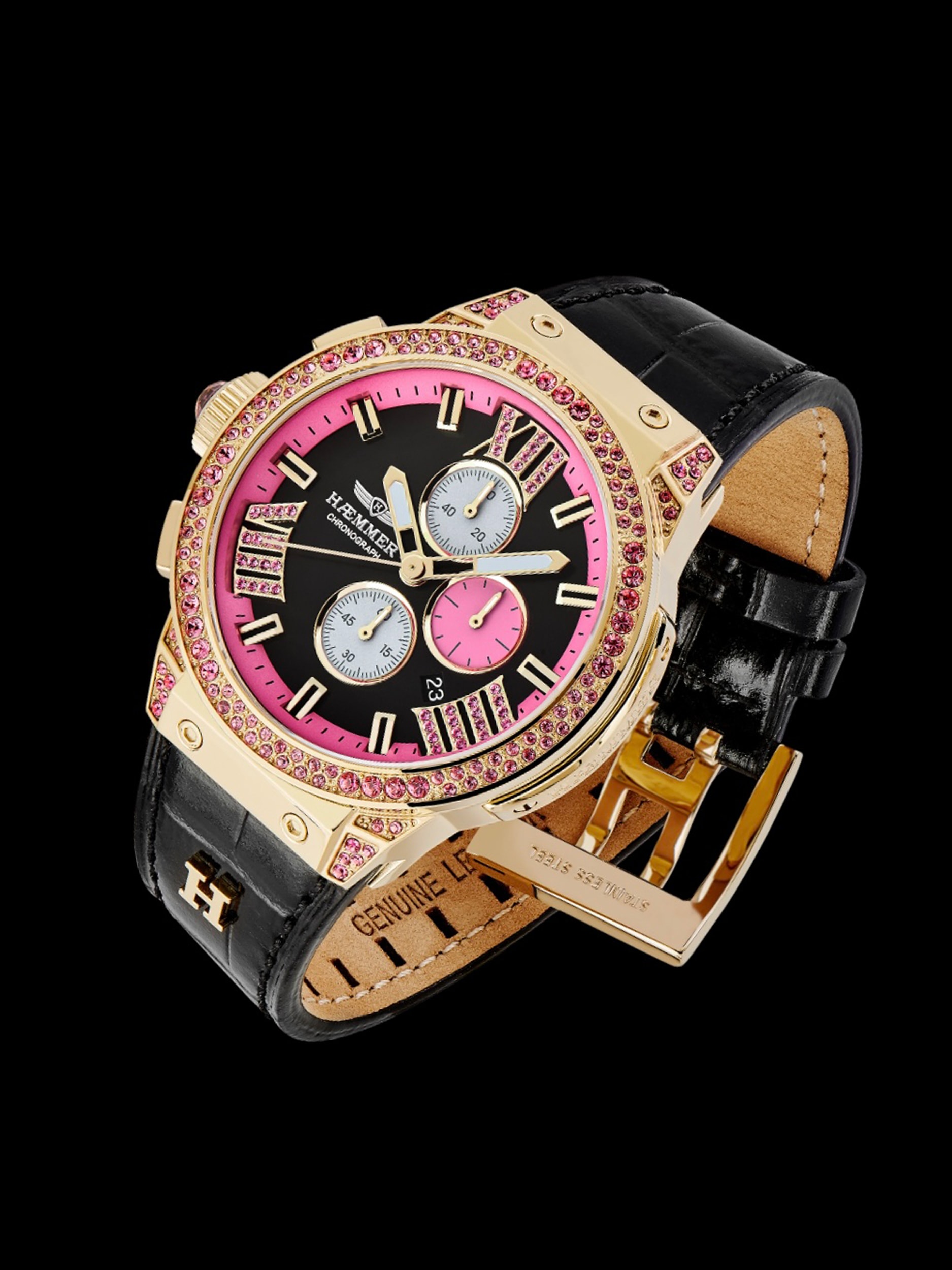 HAEMMER GERMANY Chronograph »EMINENT« Quarzuhr, Armbanduhr, Damenuhr, analog, Tag, Stoppfunktion