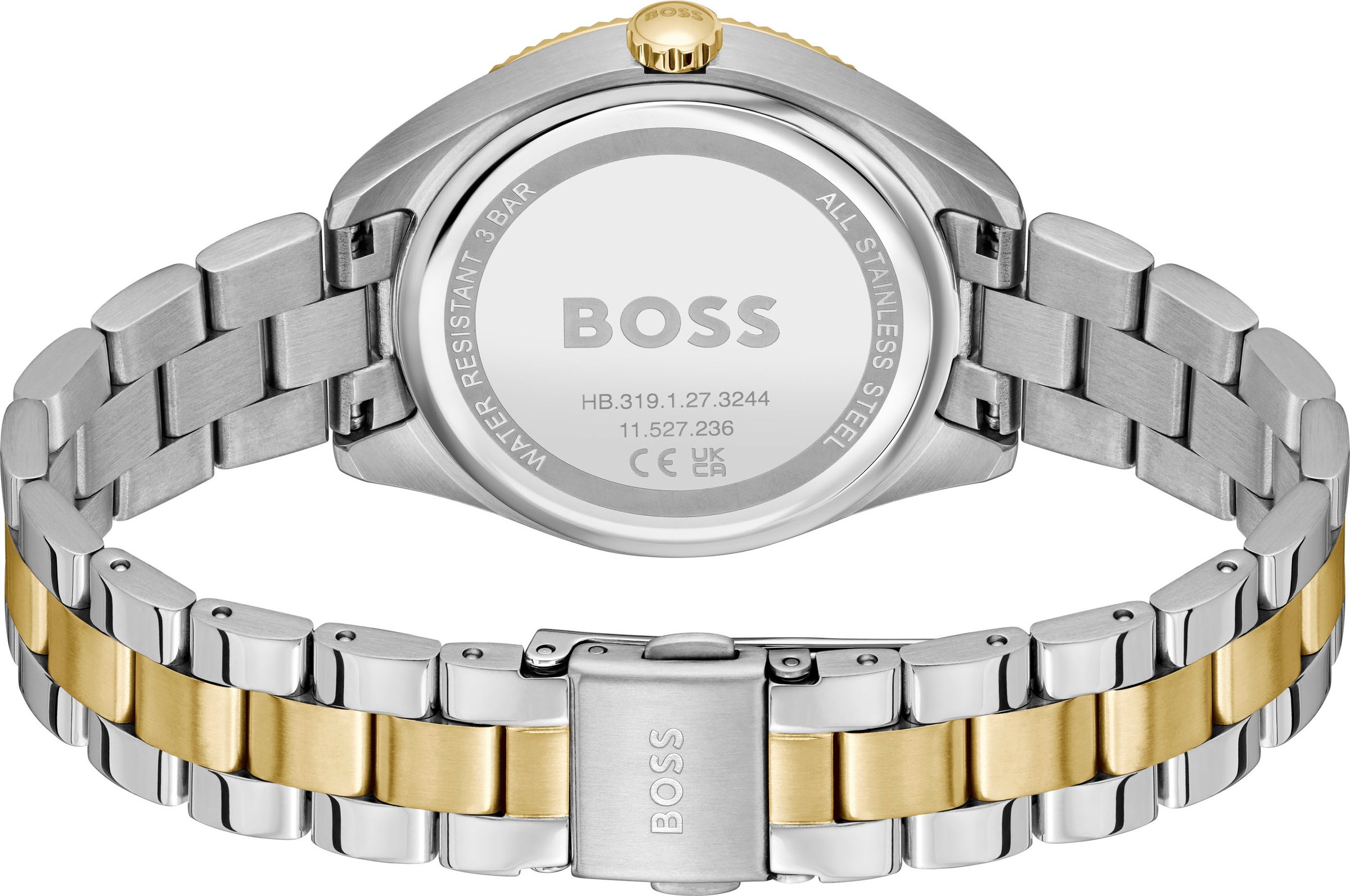 BOSS Multifunktionsuhr »SAGE SPORT«, Quarzuhr, Armbanduhr, Damenuhr, Edelstahlarmband, analog