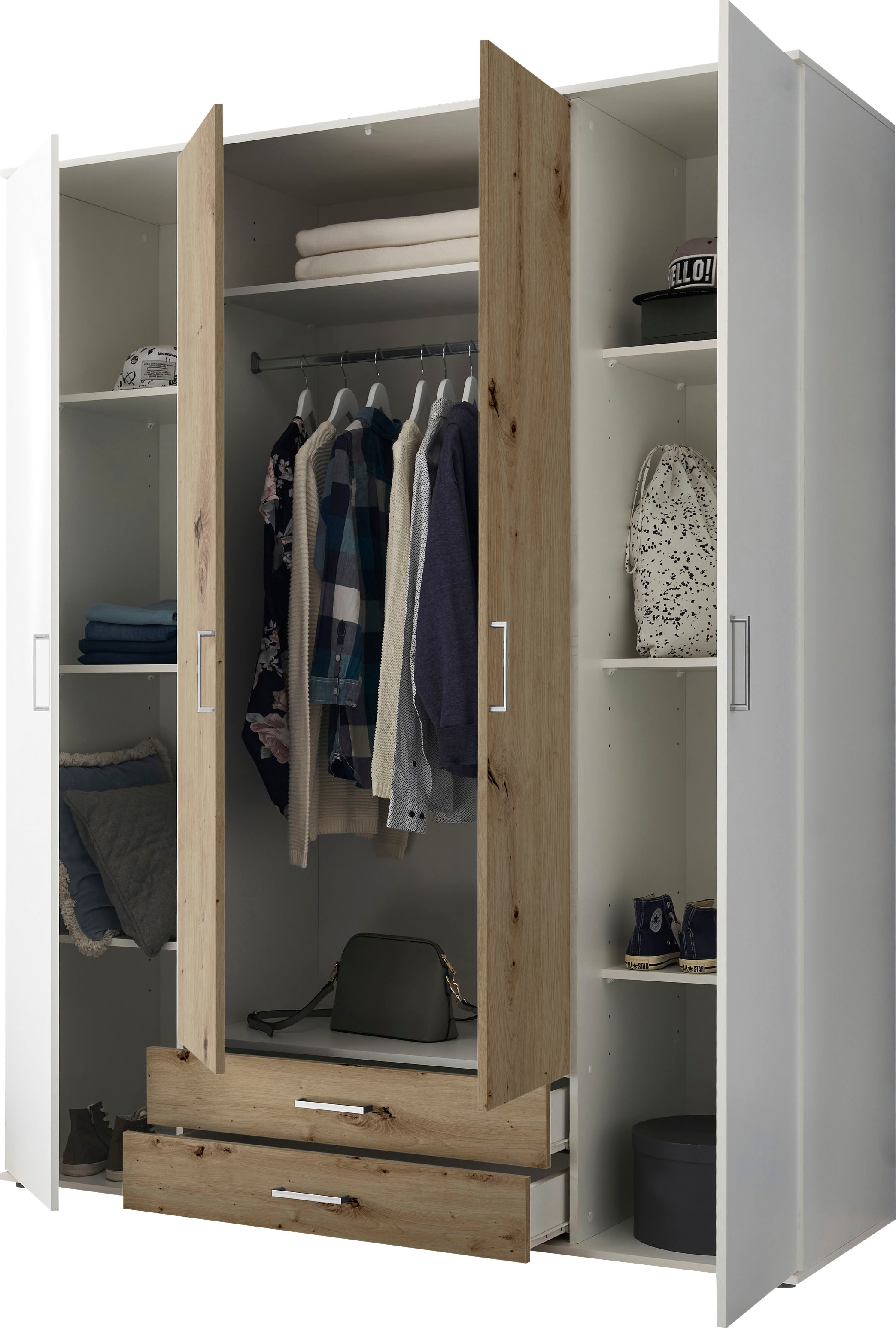 Schlafkontor Kleiderschrank »Marburg Bestseller Schrank Garderobe mit Schubladen«, Schlafzimmerschrank in Top Qualität, in 2 Breiten