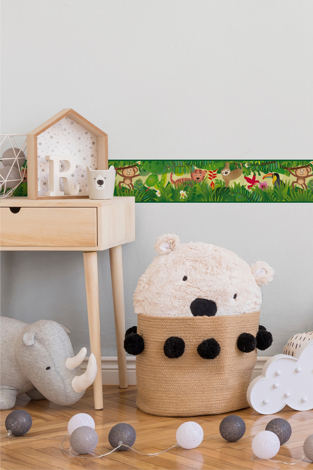 A.S. Création Bordüre »Jungle Friends«, Motiv-abstrakt-naturalistisch, Papier Wand Schräge Tür Borte Wohnzimmer Schlafzimmer Küche Design