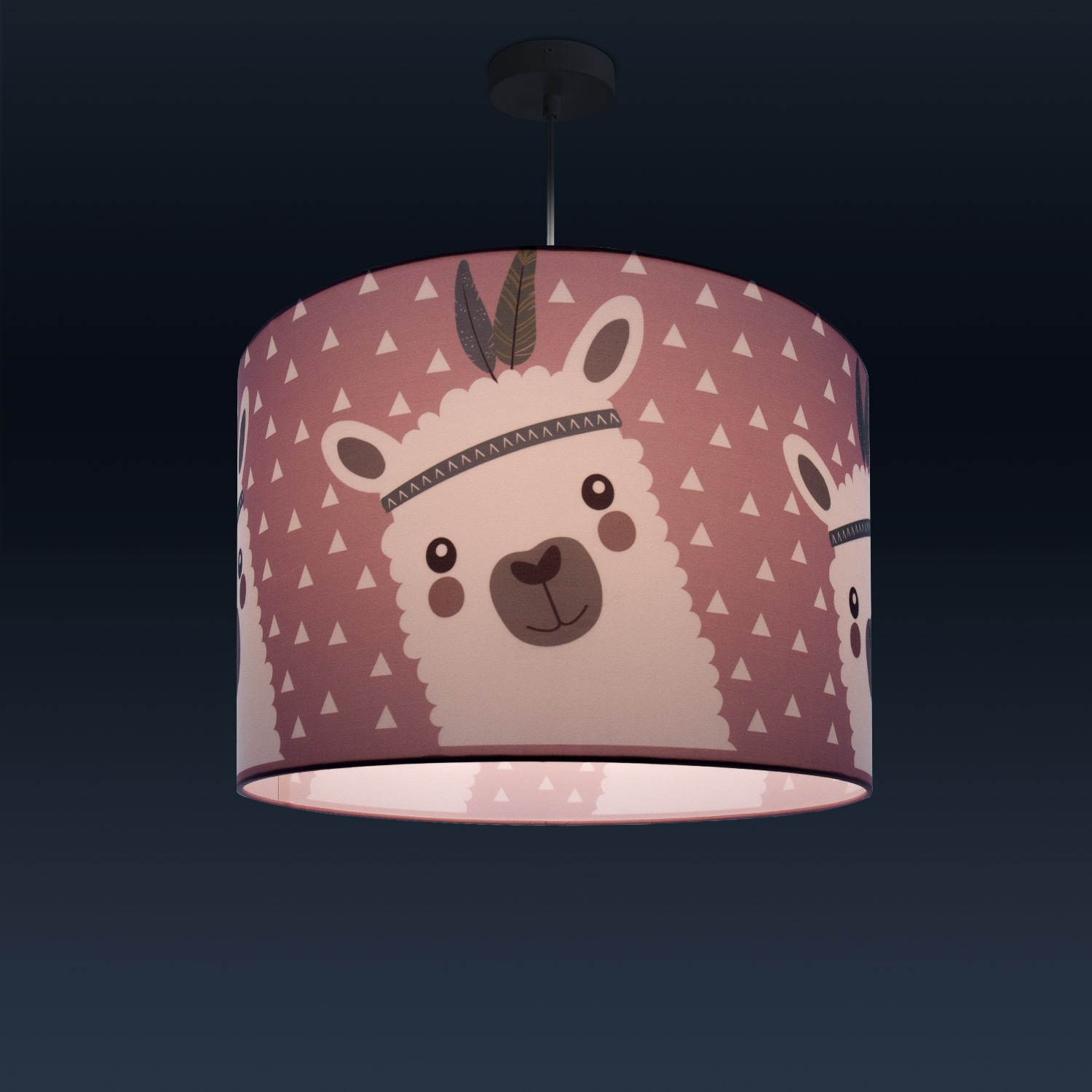Paco Home Pendelleuchte »Ela 214«, 1 flammig, Leuchtmittel E27 | ohne Leuchtmittel, Kinderlampe Deckenlampe LED Kinderzimmer Lampe Lama-Motiv, E27