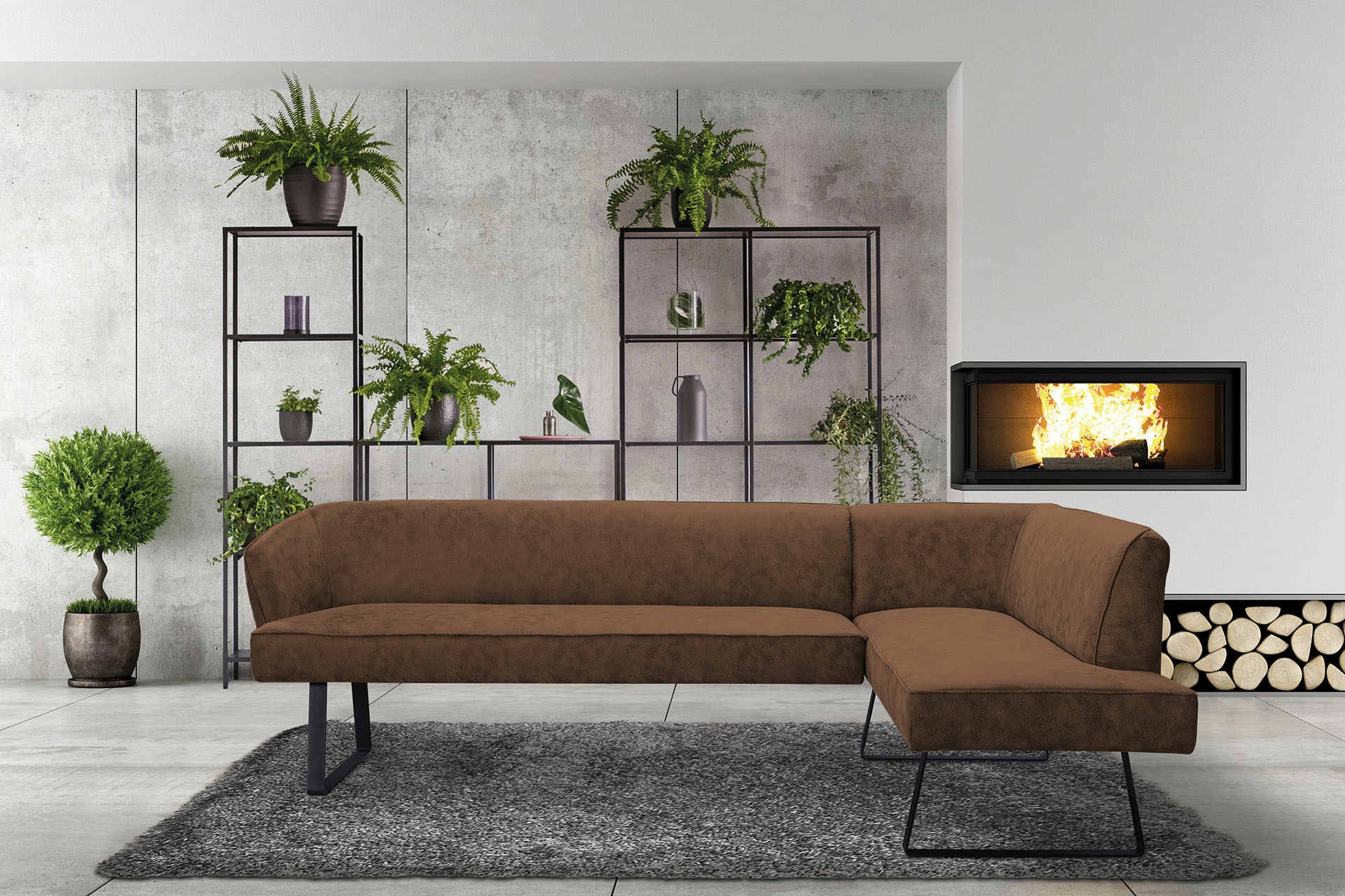 exxpo - sofa fashion Eckbank "Americano", mit Keder und Metallfüßen, Bezug günstig online kaufen