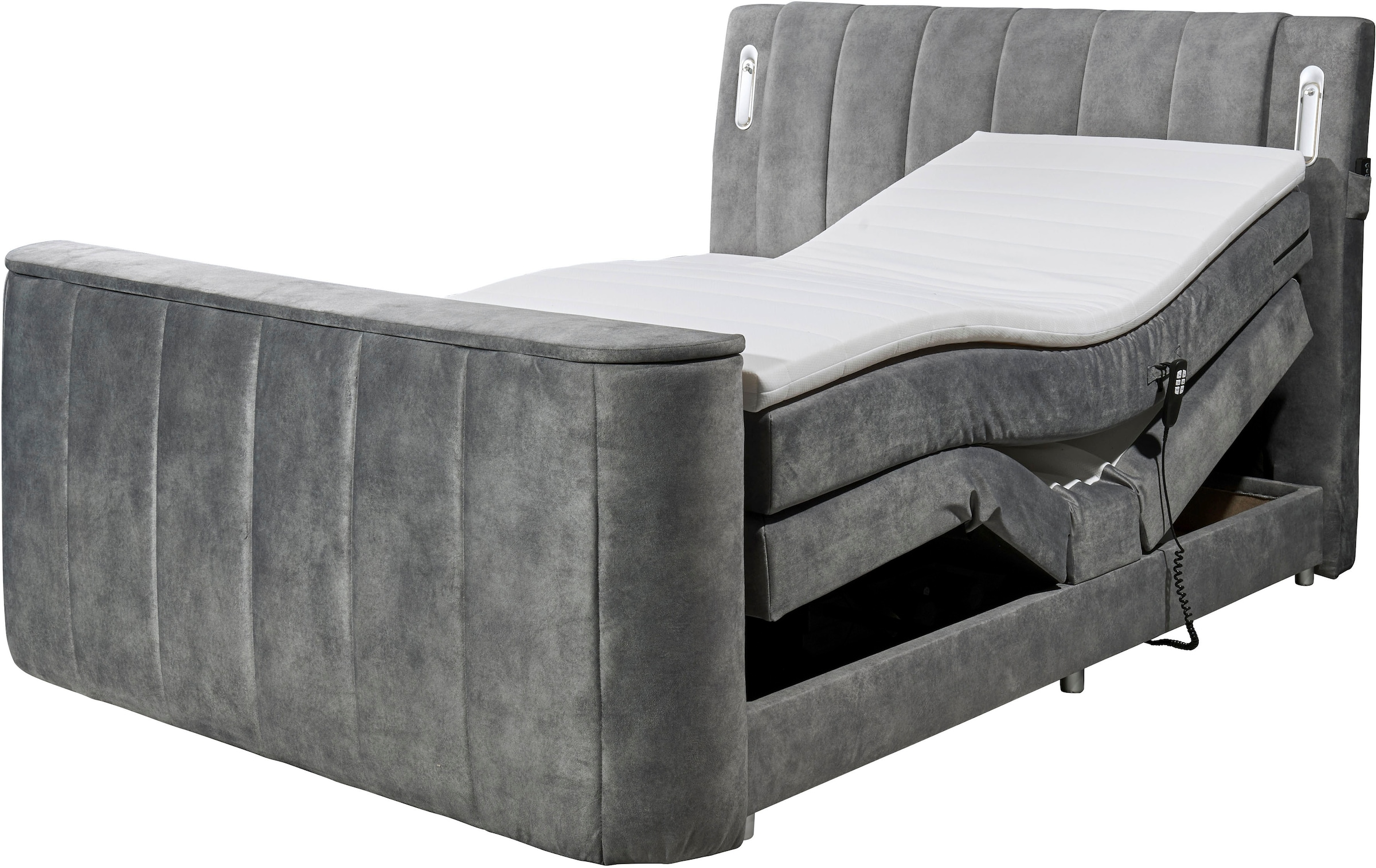 ED EXCITING DESIGN Boxspringbett »Dallas« mit Motorverstellung,  inkl. Topper, LED-Beleuchtung und motorisierter TV-Halterung (bis 40 Zoll)