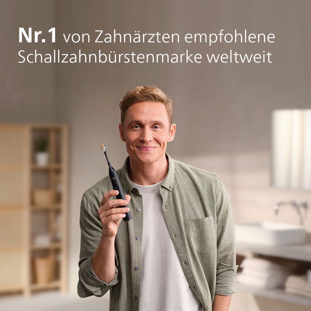 Philips Sonicare Elektrische Zahnbürste »HX9914«, 2 St. Aufsteckbürsten, DiamondClean Premium Schallzahnbürste, Doppelpack inkl. Ladeglas