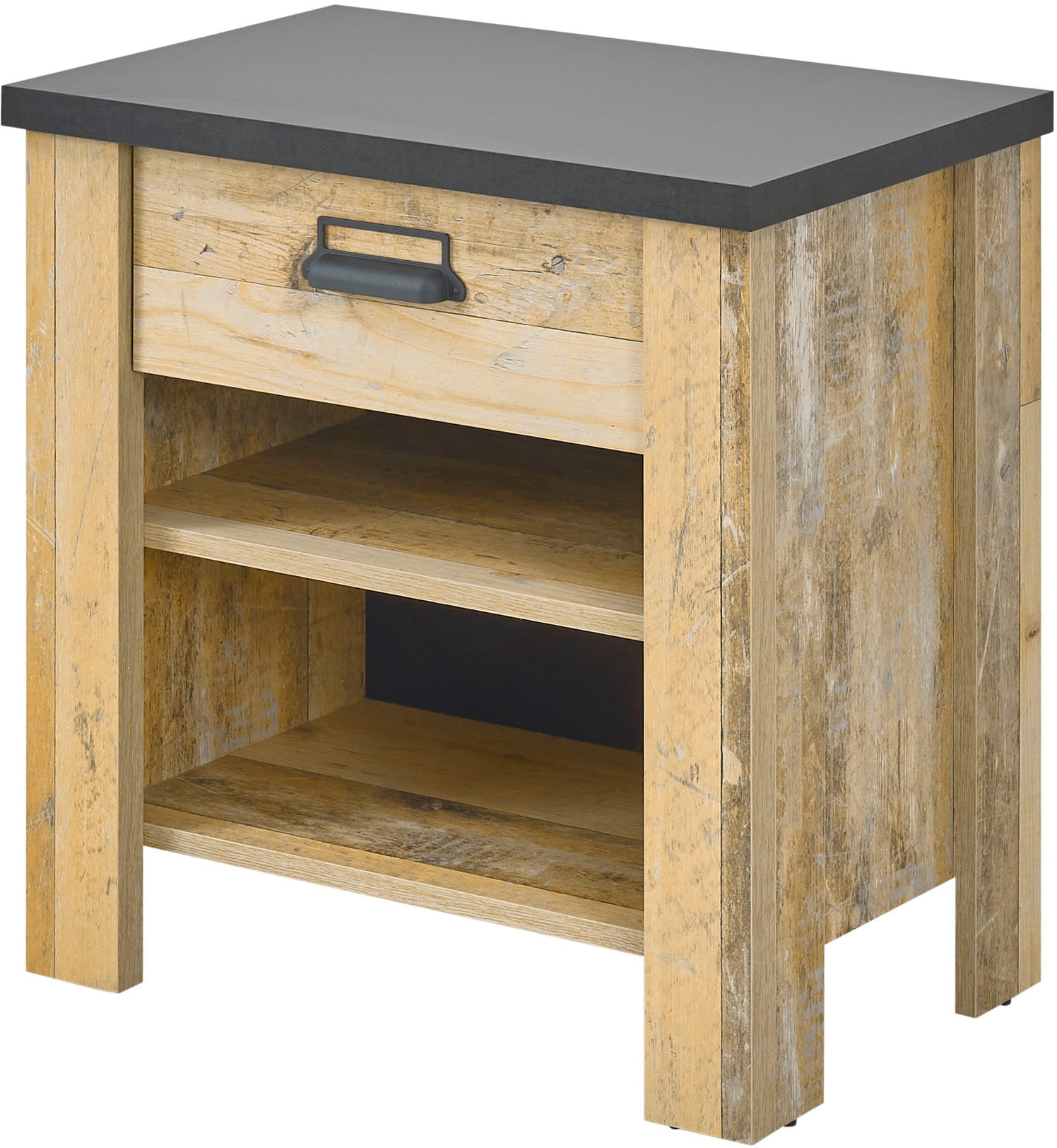 Home affaire Nachtkommode »SHERWOOD«, mit Apothekergriff aus Metall, Schubkasten "Soft close", Breite 60 cm
