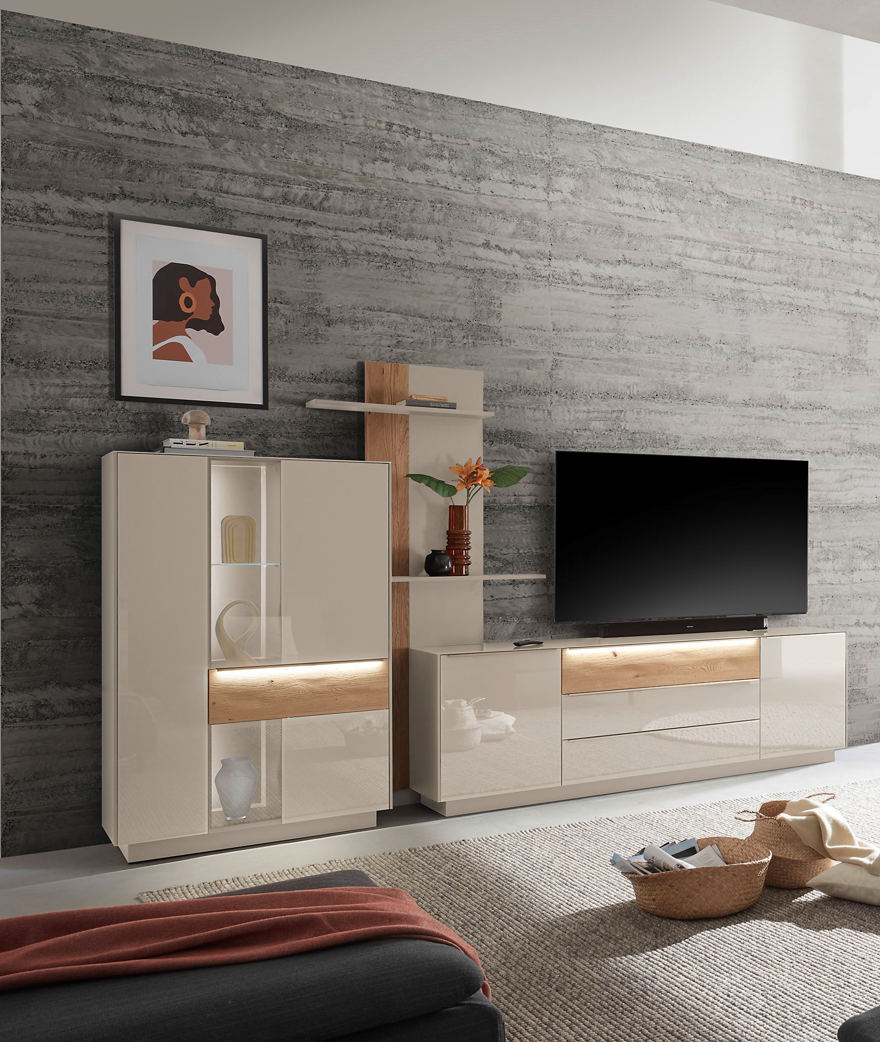 Mäusbacher Highboard »Nova« Highboard, BHT 96/151/42 cm, inkl. Griffbeleuchtung, Türdämpfung