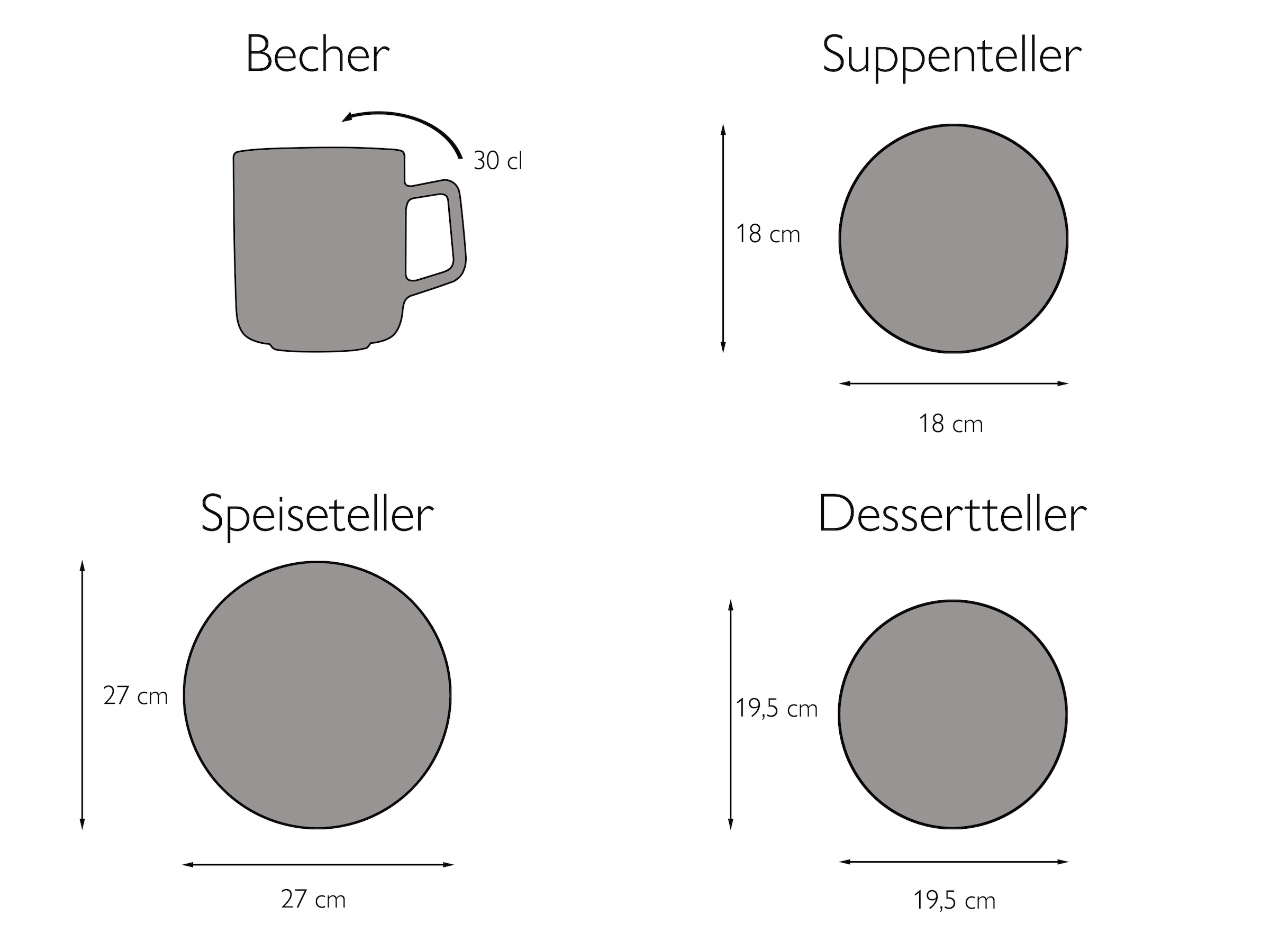 CreaTable Kombiservice »Geschirr-Set Modern Scandic«, (Set, 16 tlg., Kaffeeservice und Tafelservice im Set, für 4 Personen), Service, skandinavischer Life Style, 16 Teile, für 4 Personen