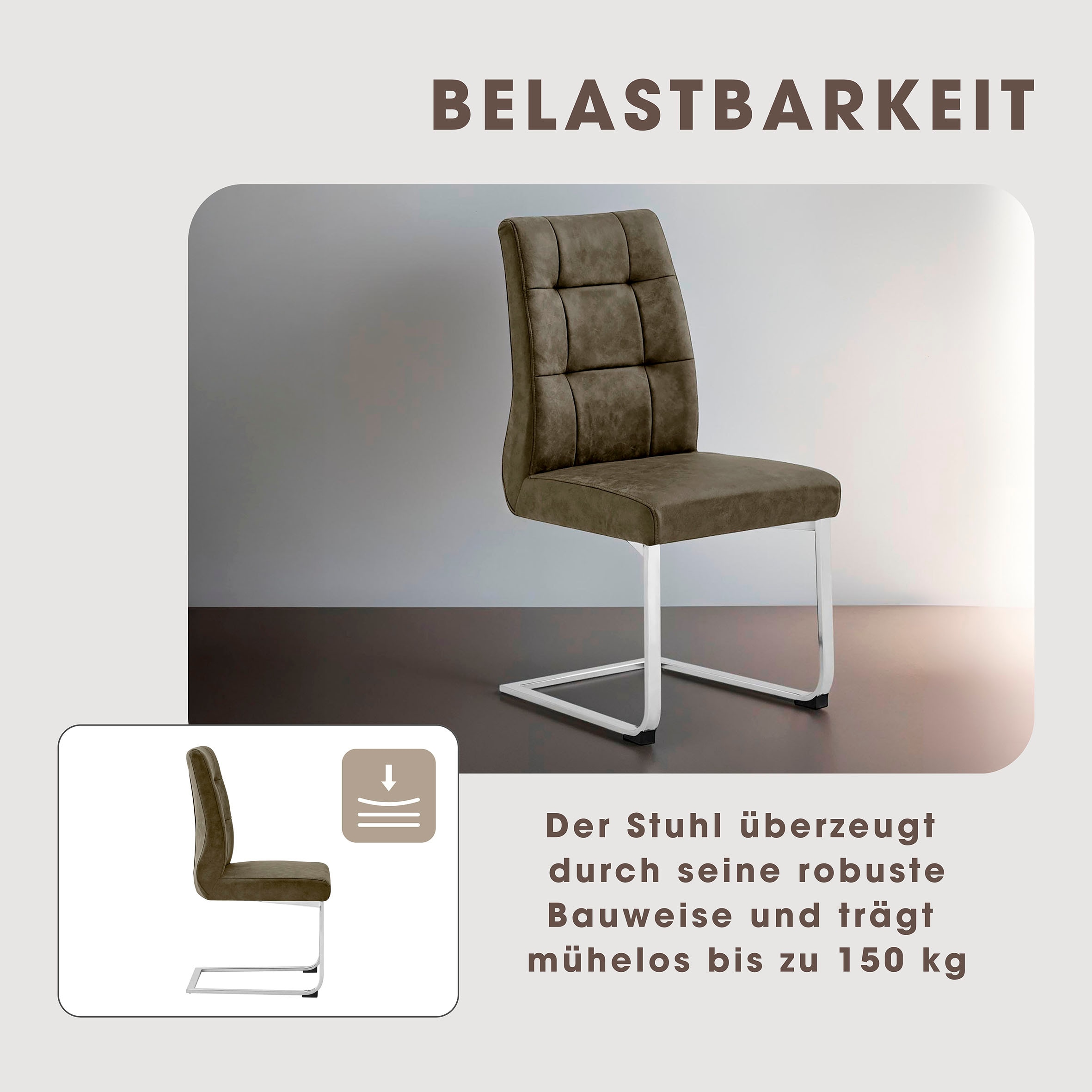 byLIVING Esszimmerstuhl »Marlen XXL«, (Set), 2 St., Microfaser, bis zu 150 kg belastbar, Vintage-Bezug, Freischwinger