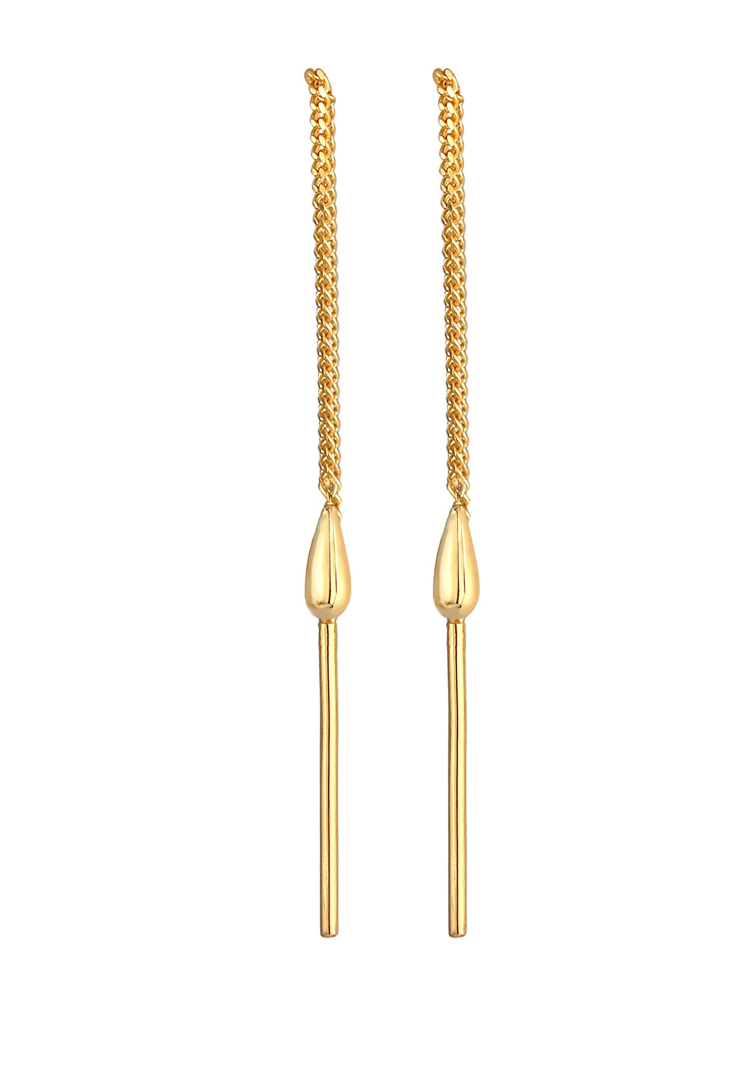 Elli Premium Paar Ohrstecker »Tropfen Basic Durchzieher 375 Gelbgold«