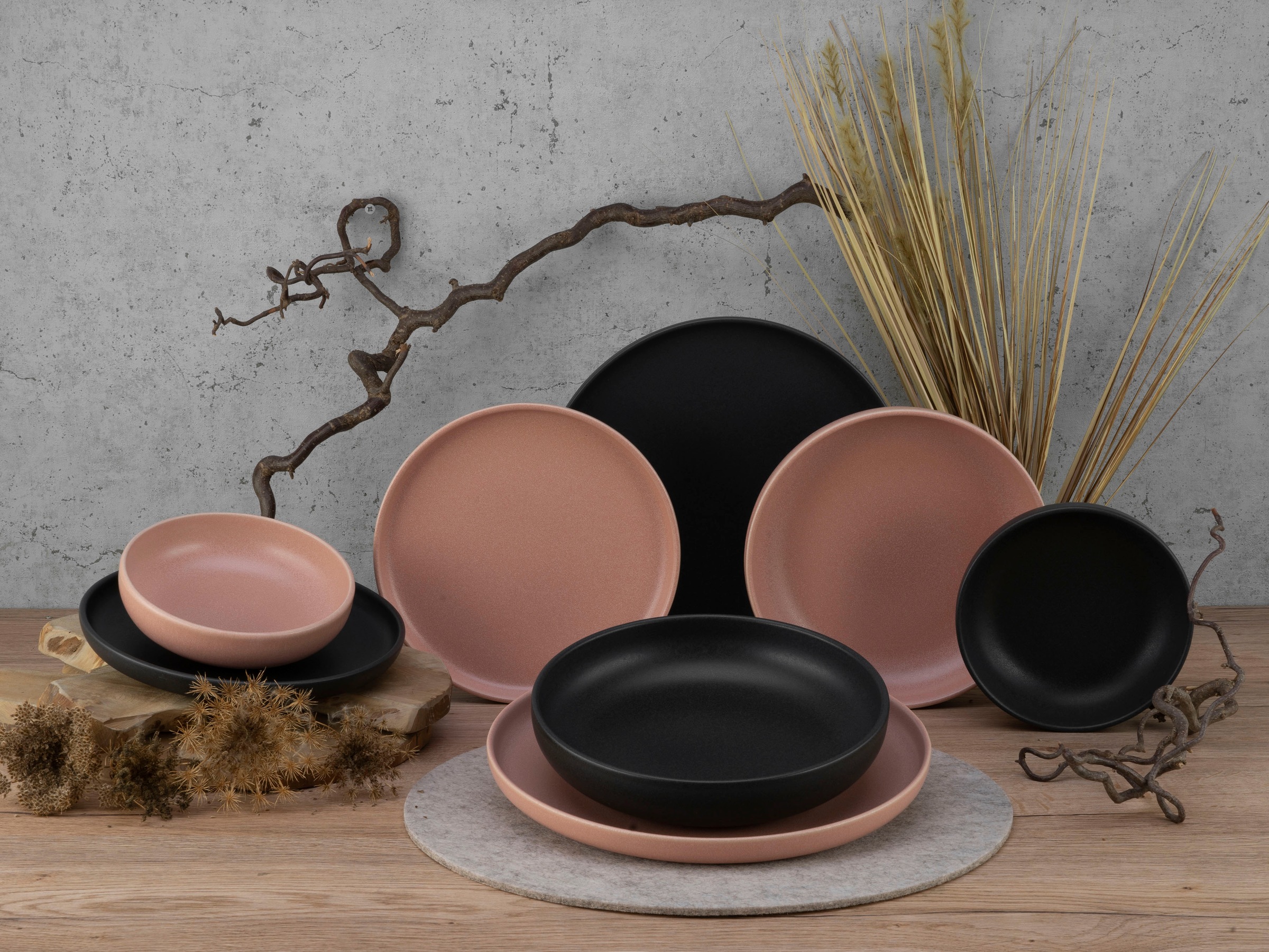 CreaTable Tafelservice »Uno«, (Set, 8 tlg.), seidenmatte Glasur