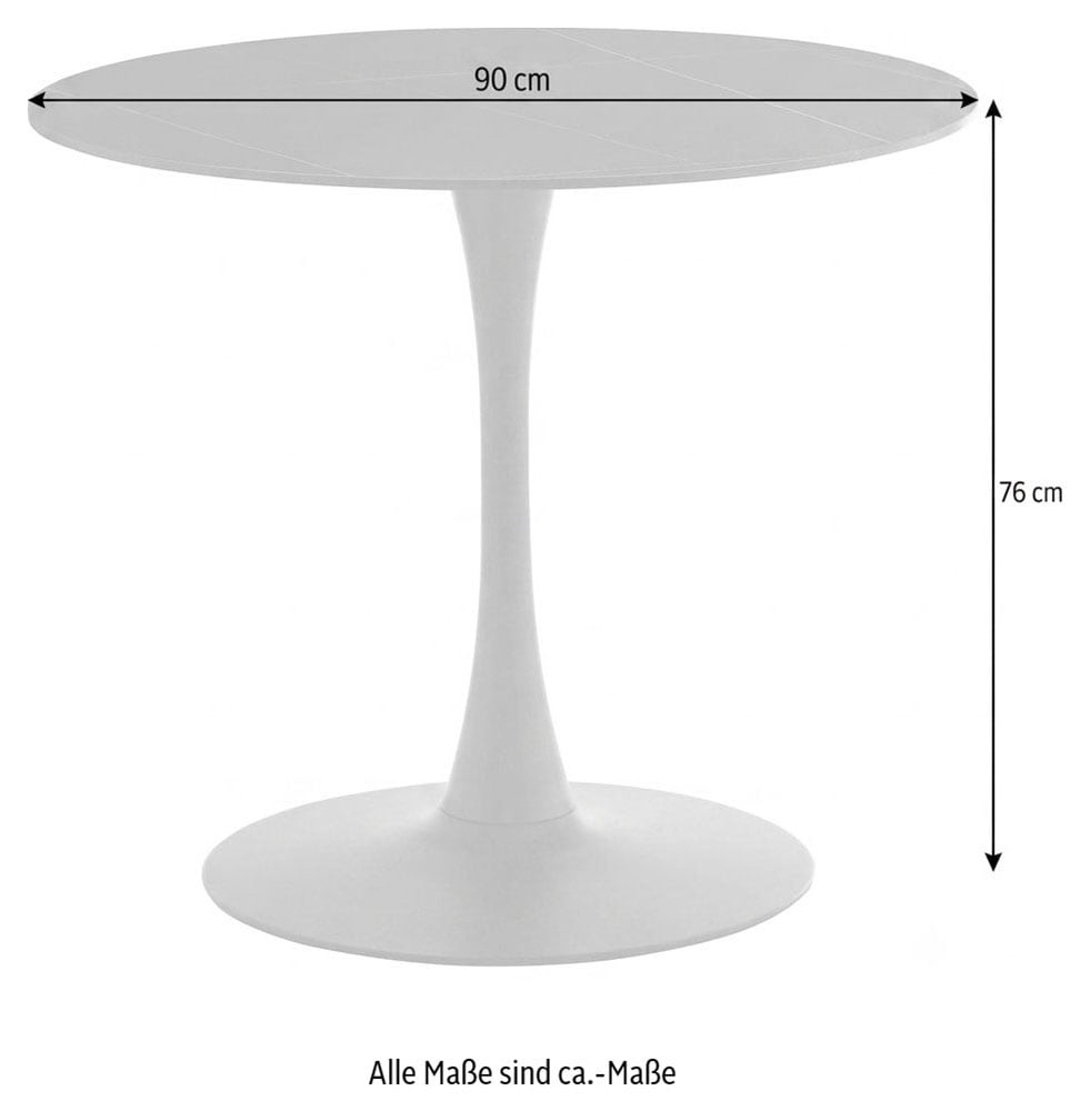 OTTO home Essgruppe »Freya« Set, 4 tlg. runder Esstisch 90 cm in Sinterstein, Black Copper mit 3 Samtstühlen