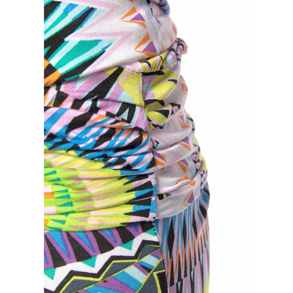 Beachtime Strandkleid, mit grafischem Print im Ethno-Stil, kurzes Sommerkleid