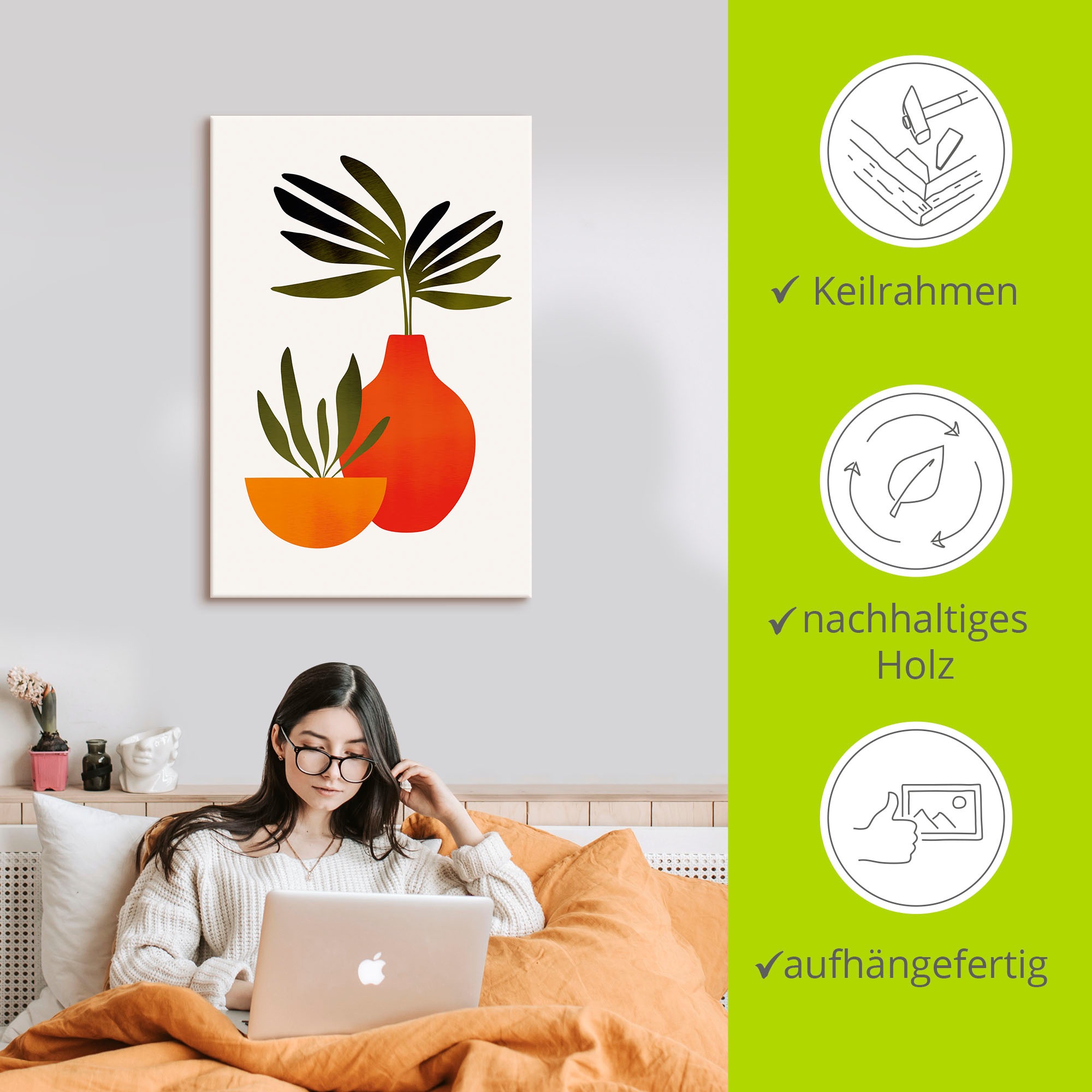 Artland Wandbild »Skandinavisches Stillleben«, Vasen & Töpfe, (1 St.), als Alubild, Outdoorbild, Leinwandbild, Poster in verschied. Größen