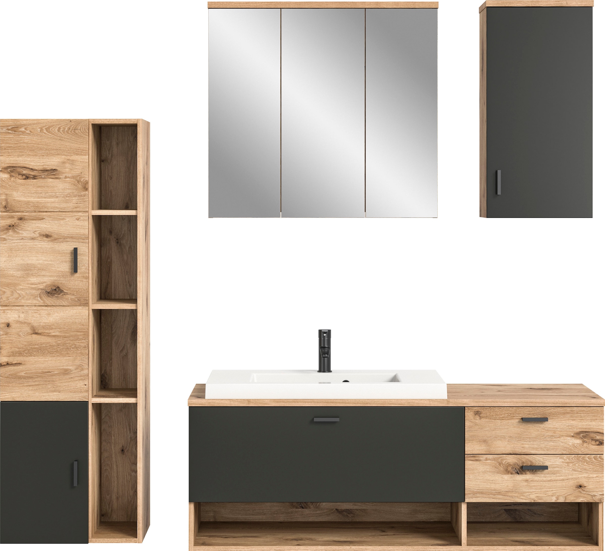 welltime Badmöbel-Set »Dolo, 4 teilig, inklusive Mineralguss-Waschbecken, b günstig online kaufen