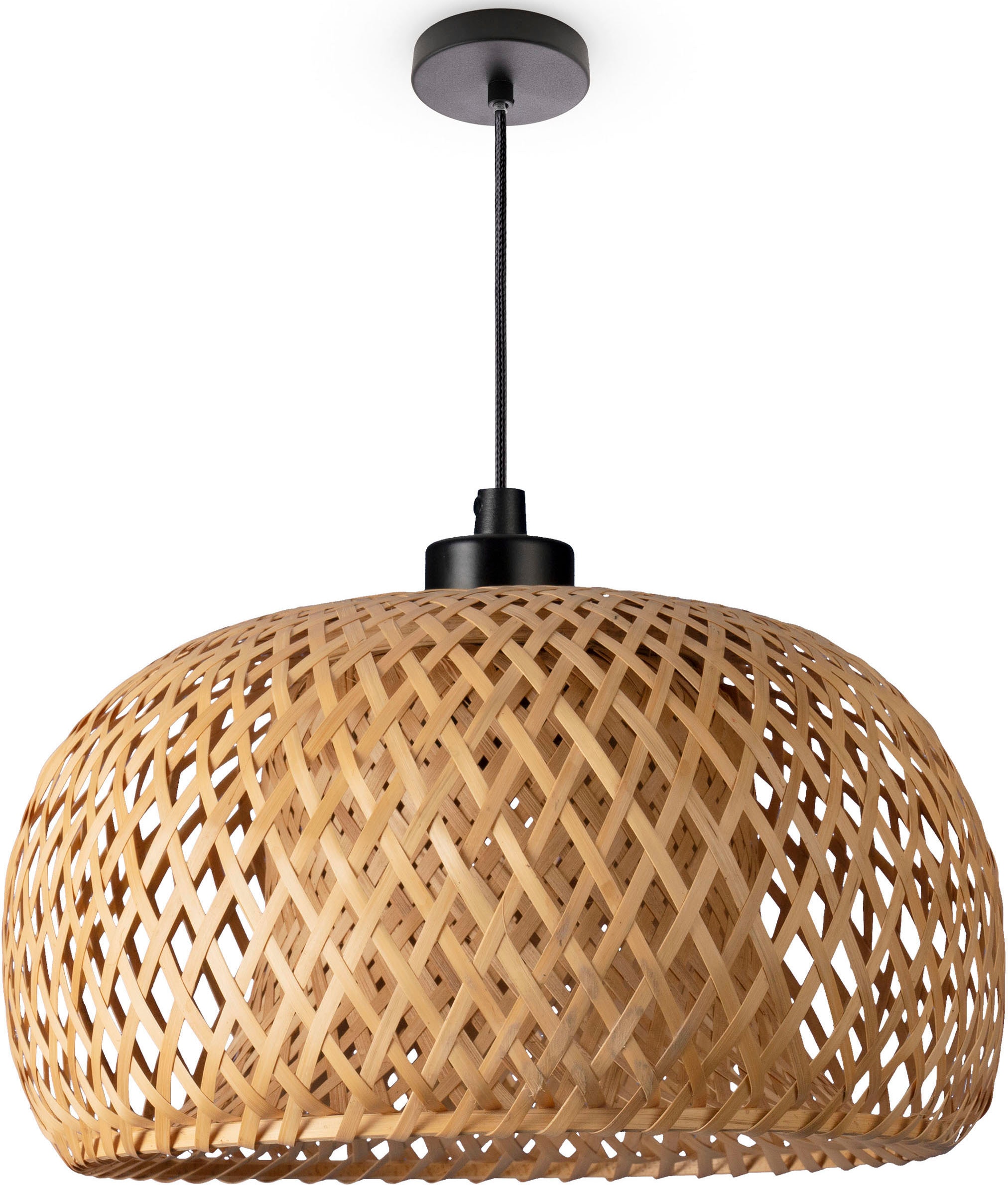 Paco Home Pendelleuchte »PESA«, Leuchtmittel E27 | ohne Leuchtmittel, Bambus Boho Hängeleuchte Rattan Optik Korblampen Esszimmerlampe