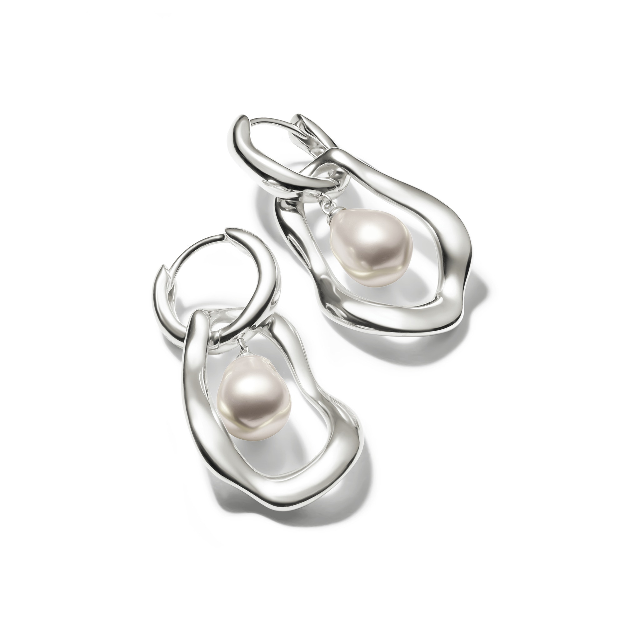THOMAS SABO Paar Creolen »Natural Beauty Statement-Creolen mit Anhänger, Bold Elegance«, mit Süßwasserzuchtperle