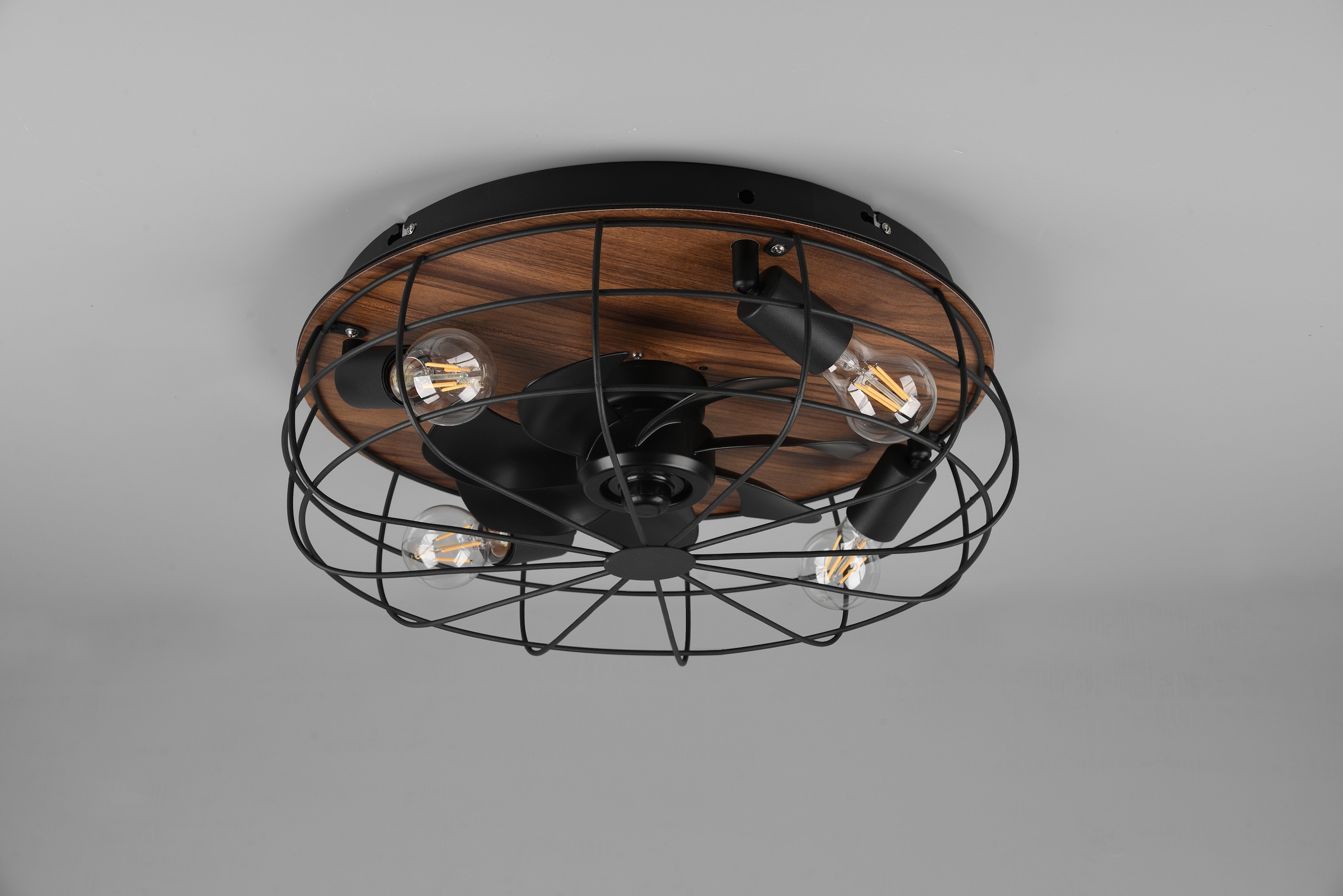 REALITY Leuchten Deckenleuchte »Trondheim Deckenventilator«, 4 flammig, Leuchtmittel E27 | Leuchtmittel wechselbar, Deckenlampe Ventilator getrennt schaltbar