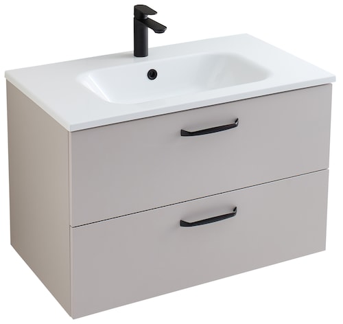 Saphir Badmöbel-Set »Quickset 500, Waschtischunterschrank Mit Mineralmarmorwaschtisch« 2 Stk. Tlg.