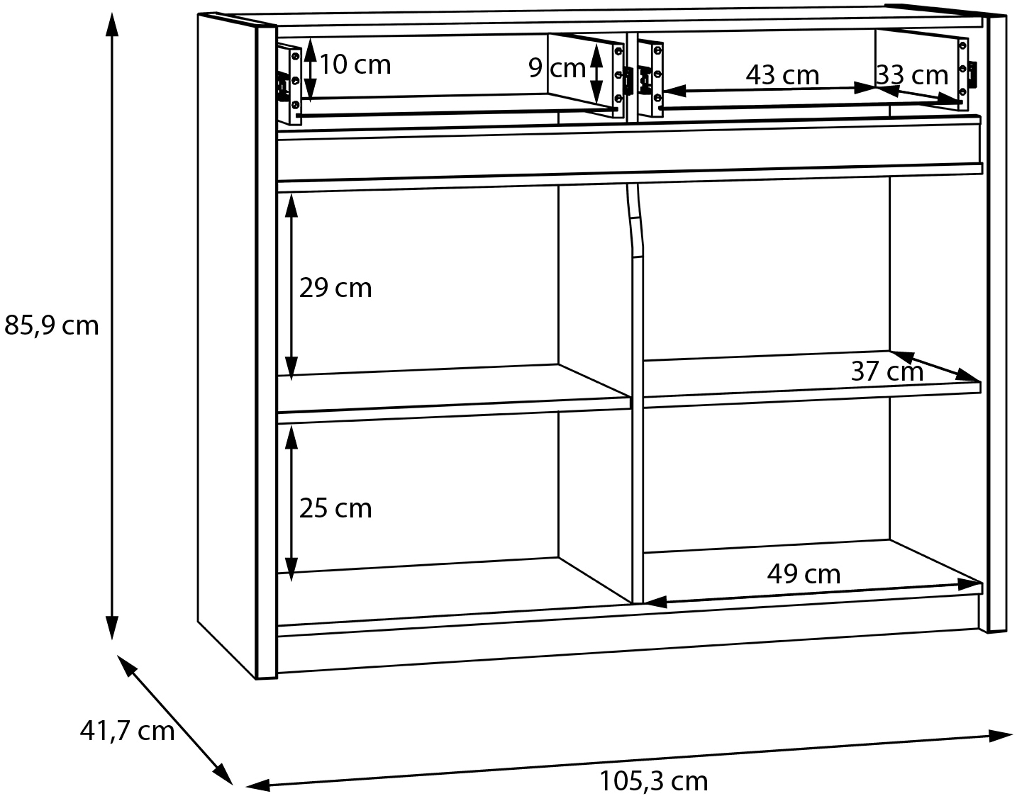 FORTE Kommode »Oak Square«, Kommode, Beleuchtung, Soft Close, Lamellenoptik