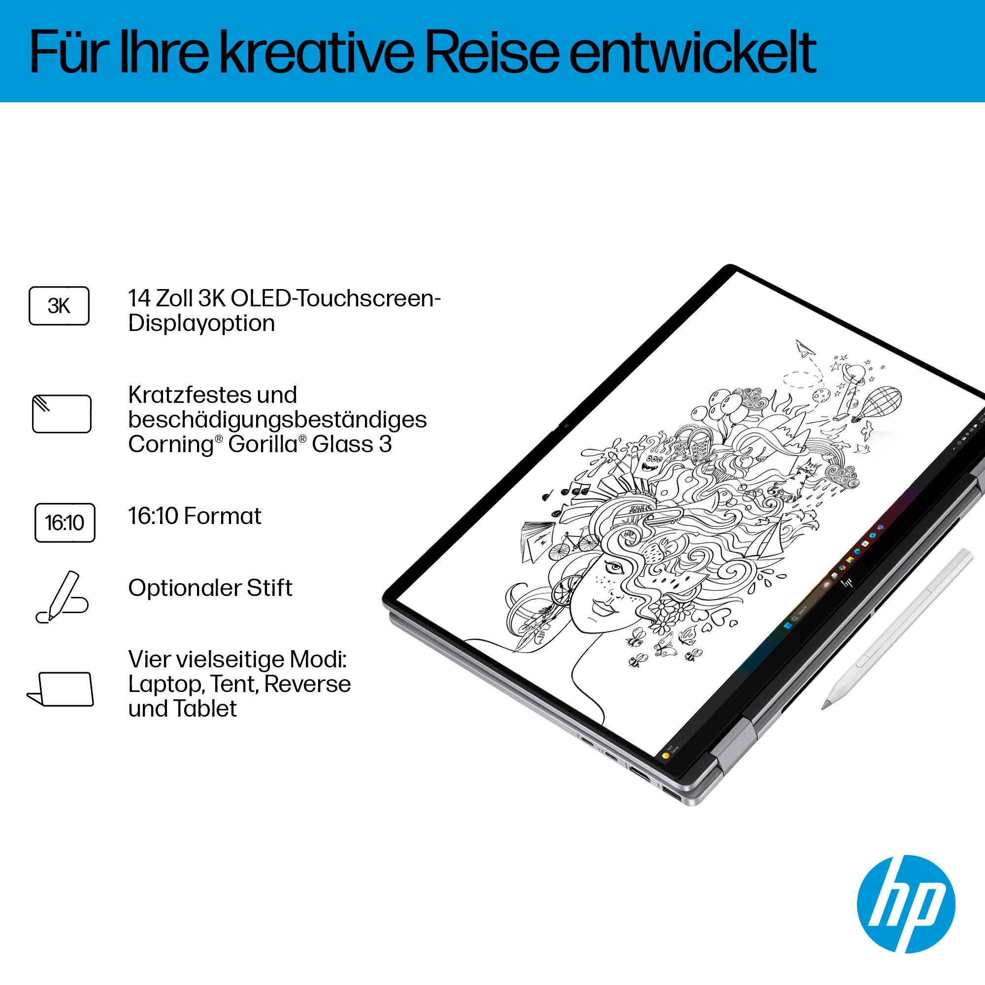 HP Convertible Notebook »OmniBook X Flip 14-fm0272ng«, 35,6 cm, / 14 Zoll, Intel, Core Ultra 5, ARC, 512 GB SSD