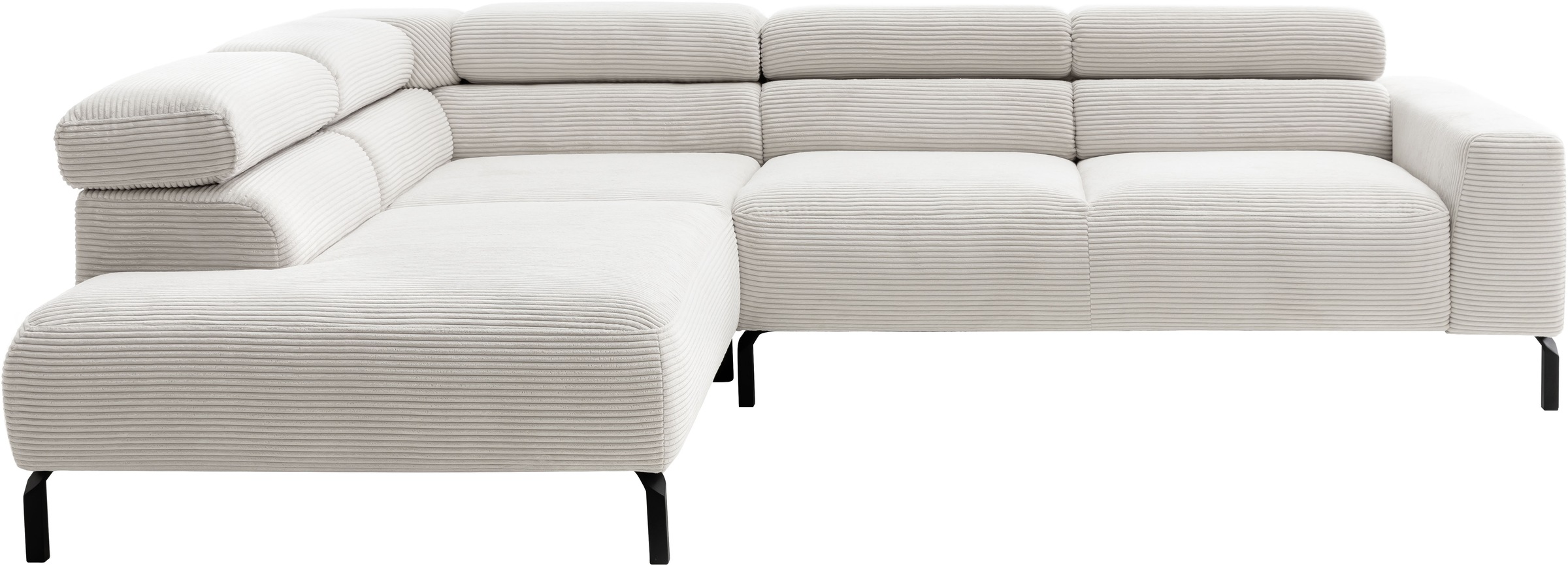 Places of Style Ecksofa »Antonelli, L-Form, inkl. Kopfteilverstellung, Breite 276 cm«, ohne Sitztiefenverstellung, in Cord, weiß