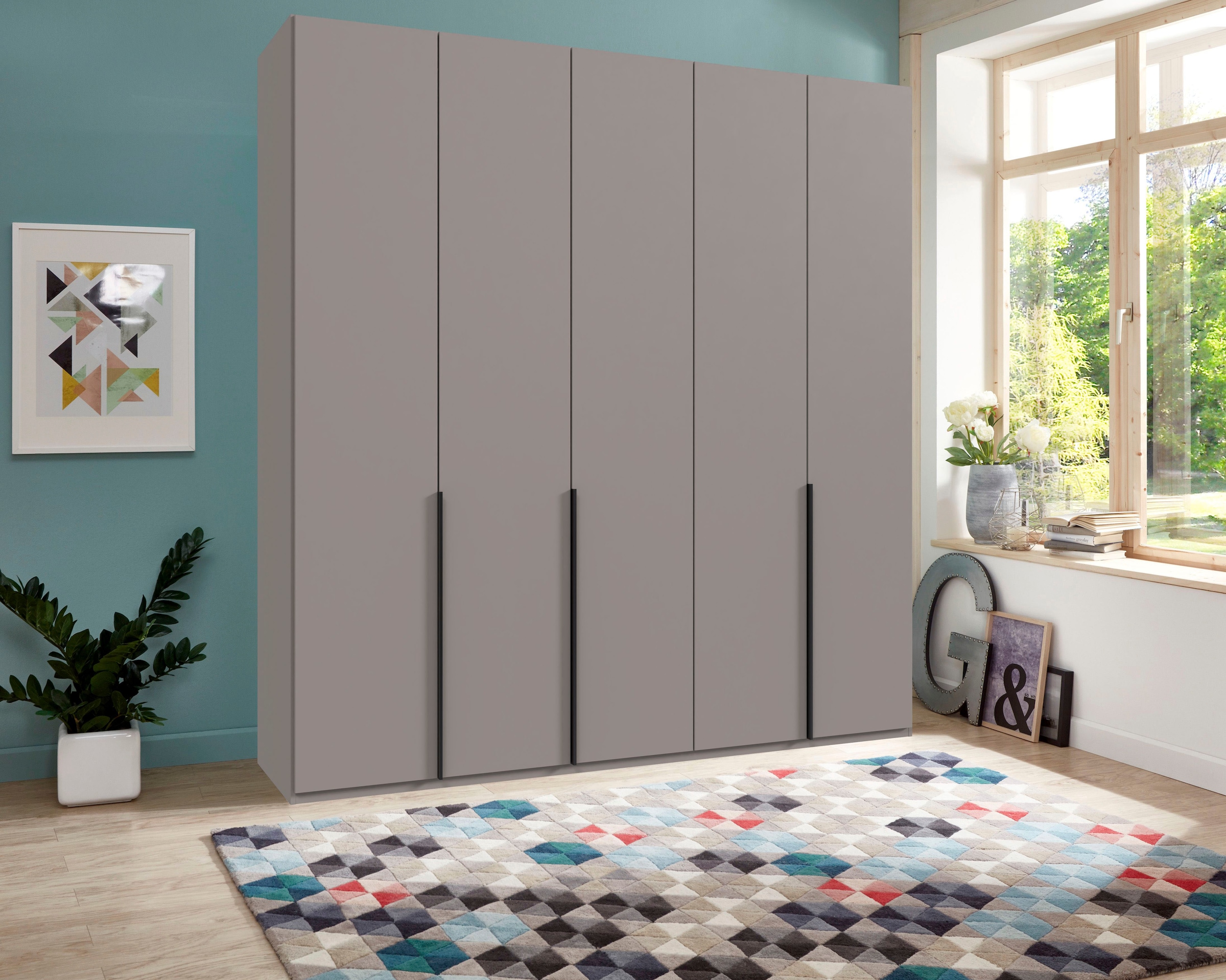 Wimex Kleiderschrank »Mugano,in 8 Breiten,3 Höhen,2 Tiefen, viele Farben, Made in Germany«, (in Basic oder Premium Ausstattung mit 2 weiteren Einlegeböden), mit langen oder kurzen Griffen aus Metall, mit oder ohne Spiegel