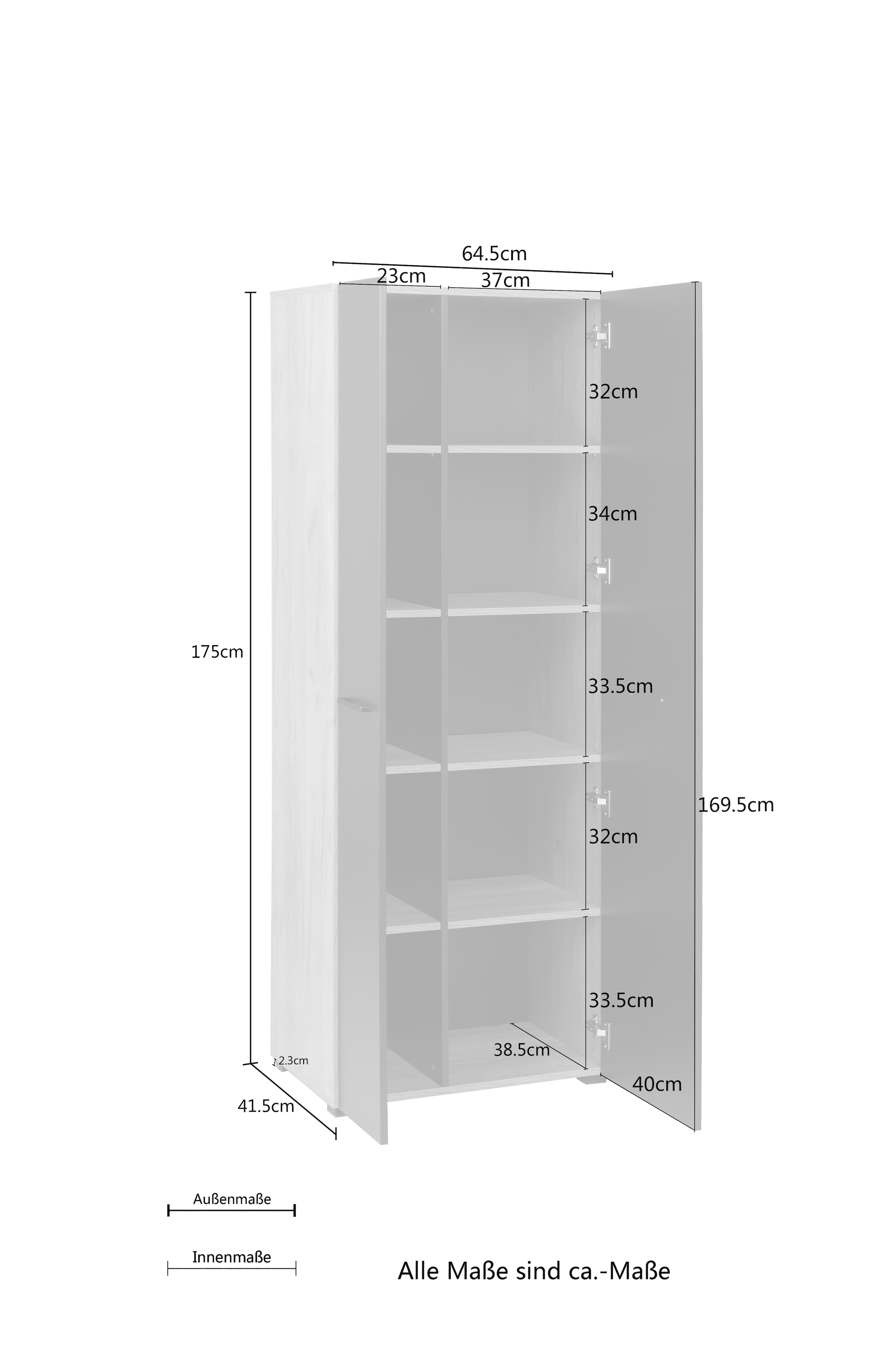 Mehrzweckschrank Türen Aktenschrank moderner Rechnung »Moid«, auf of Höhe 174,5 bestellen Style cm, mit Places