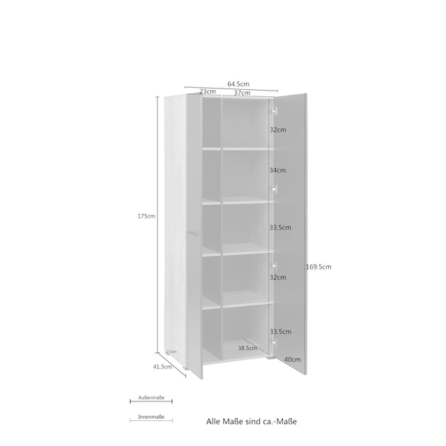 Places of Style Aktenschrank »Moid«, Höhe 174,5 cm, moderner  Mehrzweckschrank mit Türen auf Rechnung bestellen