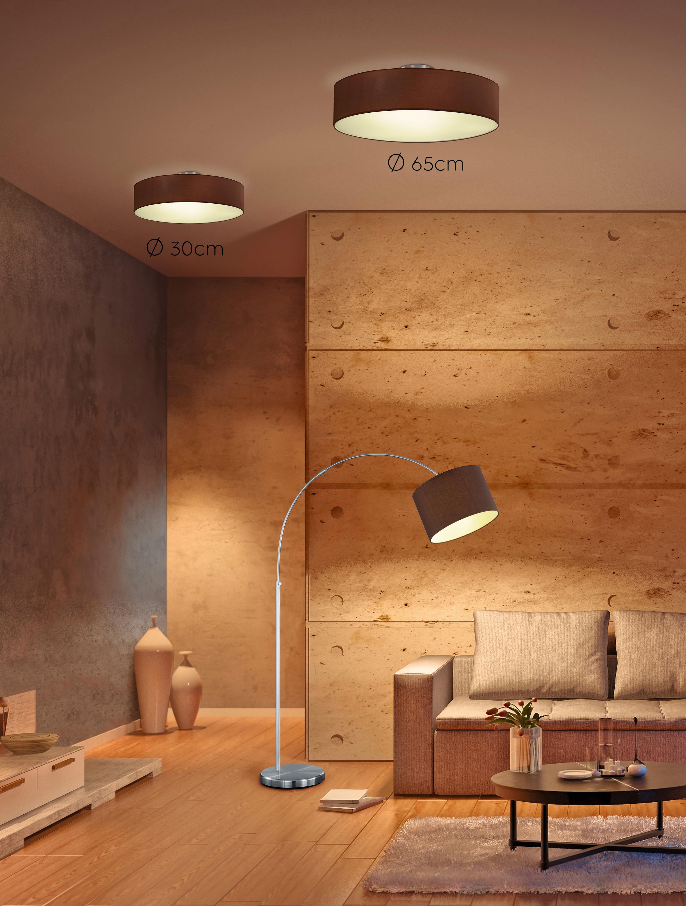 TRIO Leuchten Deckenleuchte »Hotel«, Deckenlampe Ã˜ 65 cm mit Stoff-Schirm,  Leuchtmittel tauschbar online bestellen