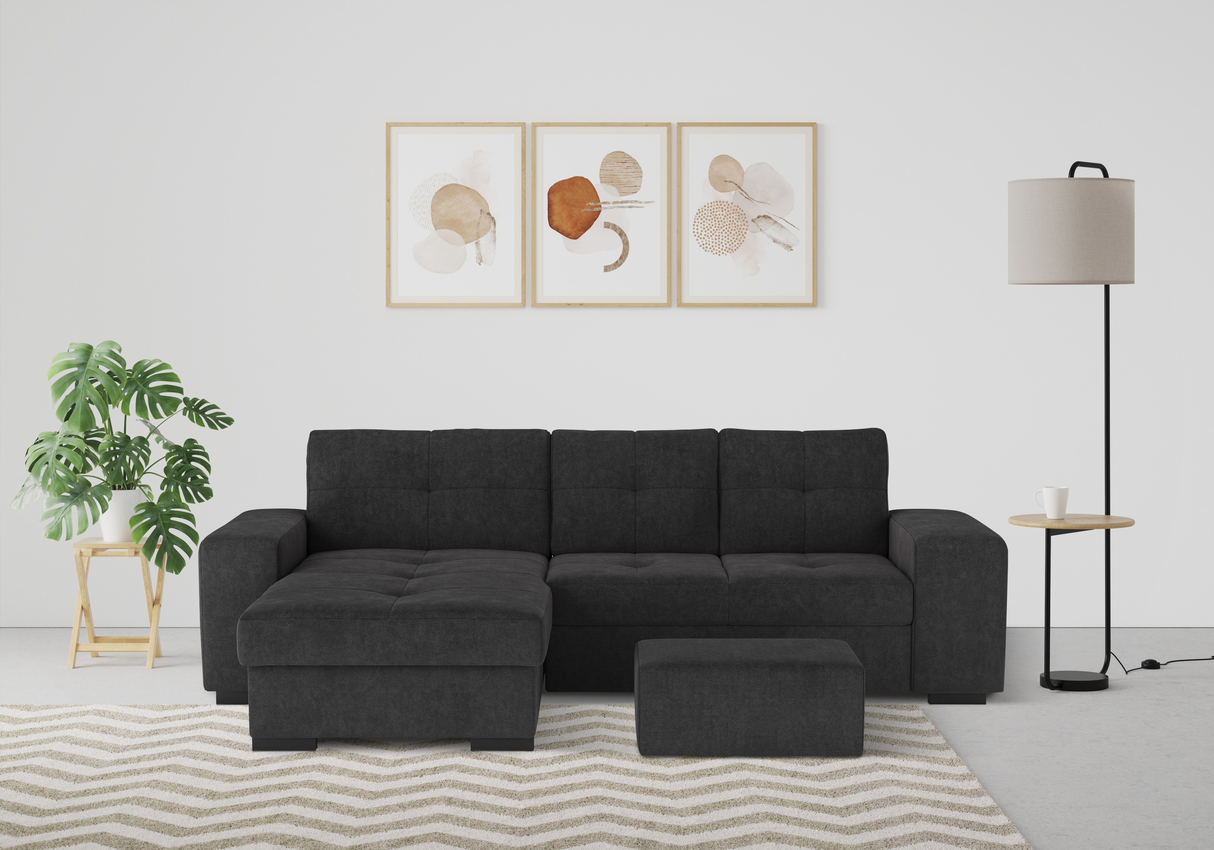 COTTA Ecksofa »Mattina L-Form«, mit Hocker, wahlweise mit Bettfunktion & Be günstig online kaufen