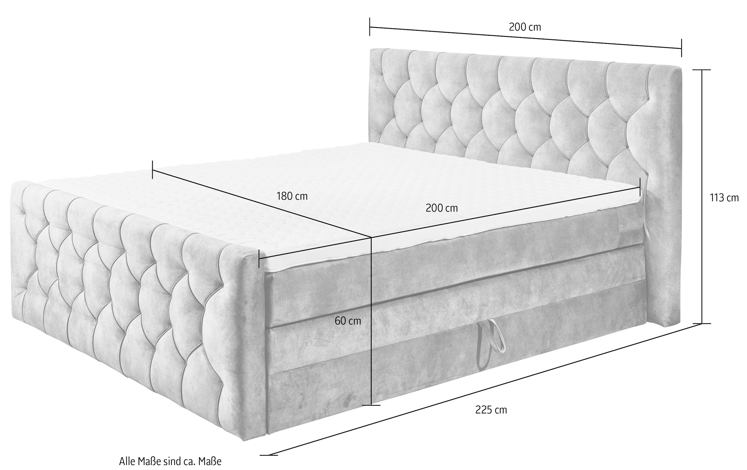 mit bestellen zwei Bettkästen online Klimaband Boxspringbett ED Topper DESIGN einem und inkl. (180x200cm) EXCITING »Cashfield«,