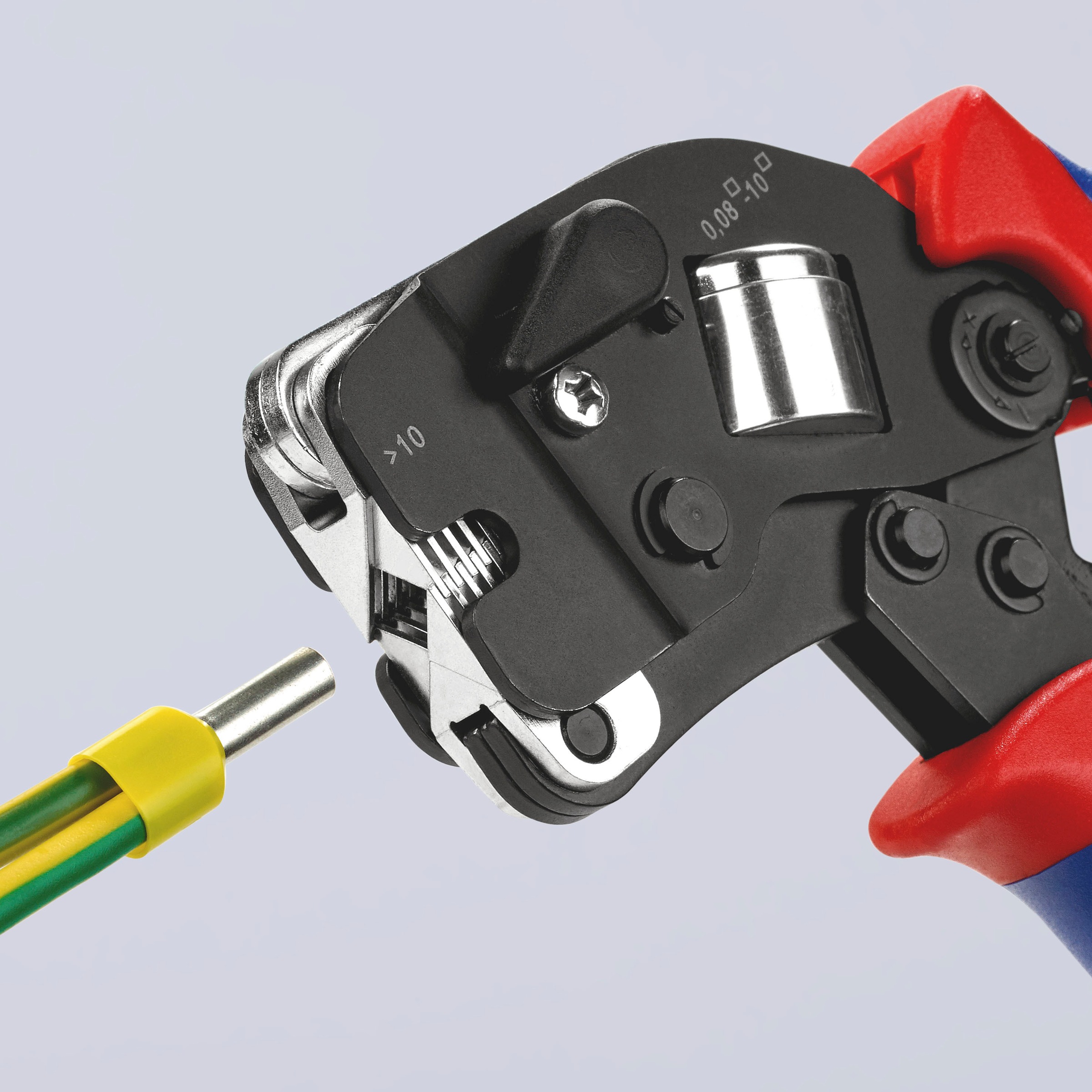 Knipex Crimpzange »97 53 09 für Aderendhülsen mit Fronteinführung«, (1 tlg.), selbsteinstellend, brüniert, mit Mehrkomponenten-Hüllen 190 mm