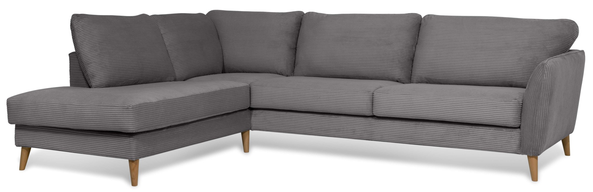 Home affaire Ecksofa »MARSEILLE 278/202 cm, L-Form, Ottom. rechts/links, verschiedene Bezüge«, Massivholzbeine Eiche, Landhausstil, Wellenunterfederung