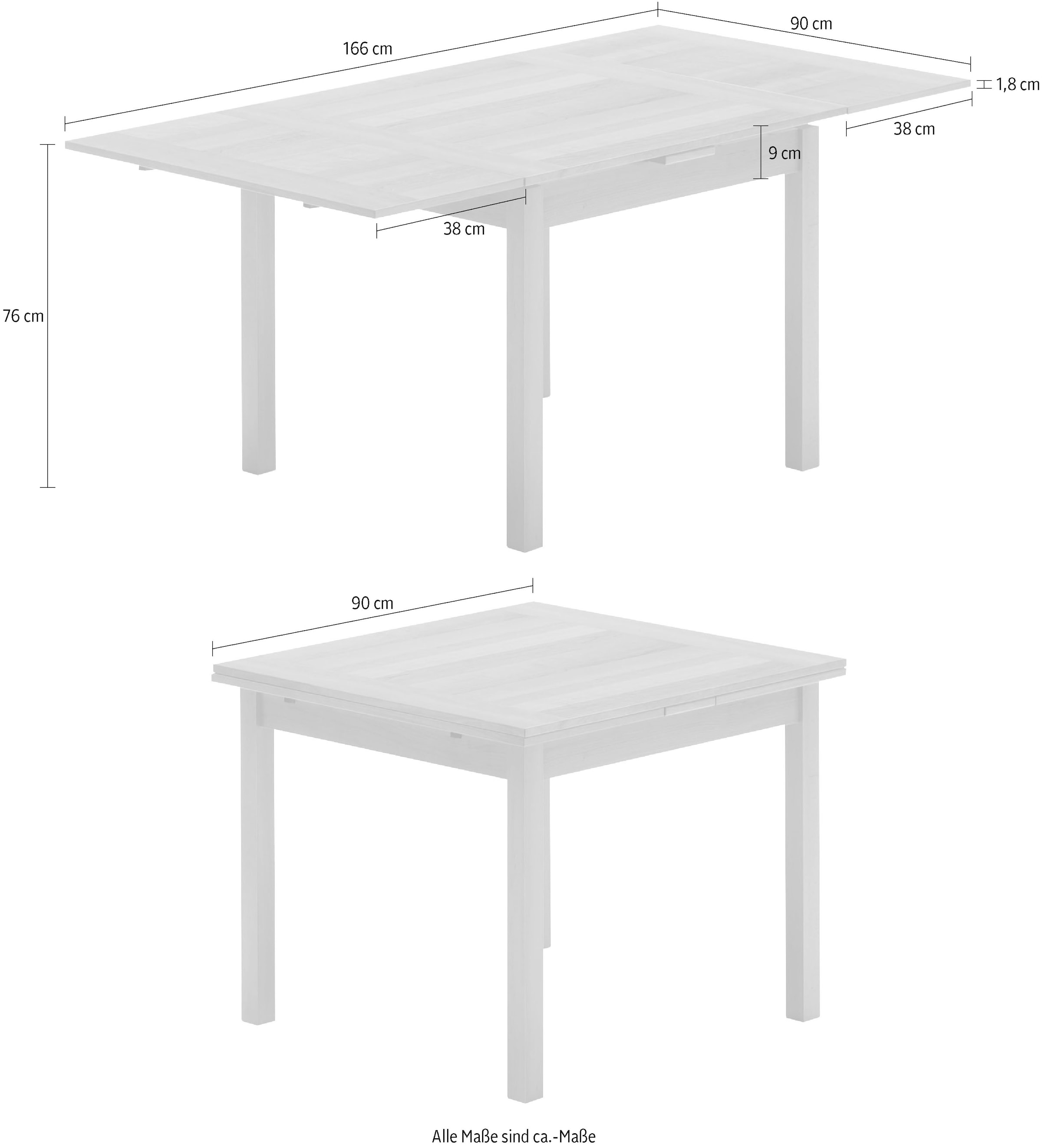 Hammel Furniture Esstisch »Basic Dinex, schnell innenliegende Einlegeplatten ausziehbar,«, Furnier / Massivholz, in zwei Breiten, stabiler dänische Design Tisch