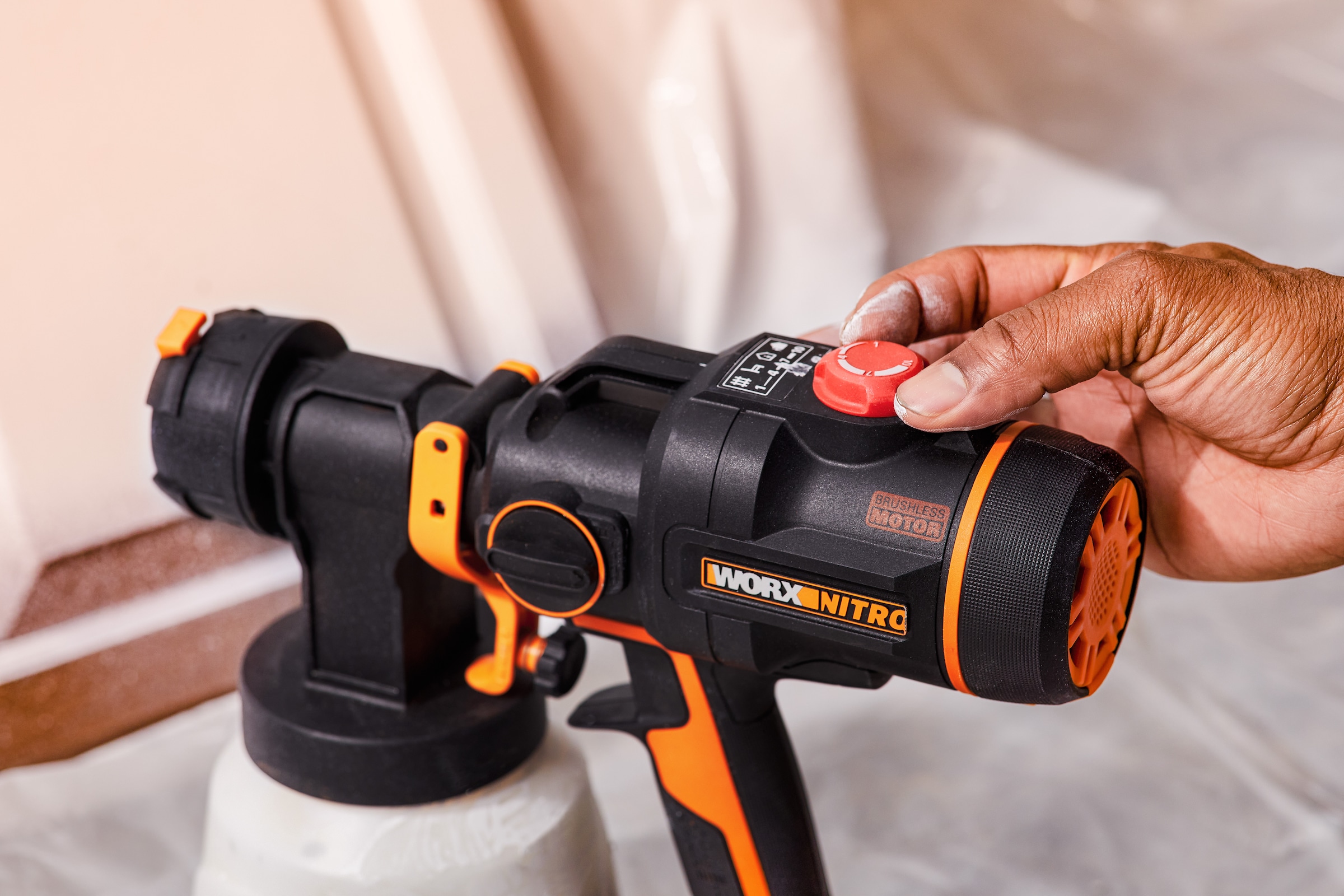 Worx Farbsprühgerät »WX020 NITRO« 3 Sprühform & 4 Düsengrößen, inkl. Akku & Schnellladegerät