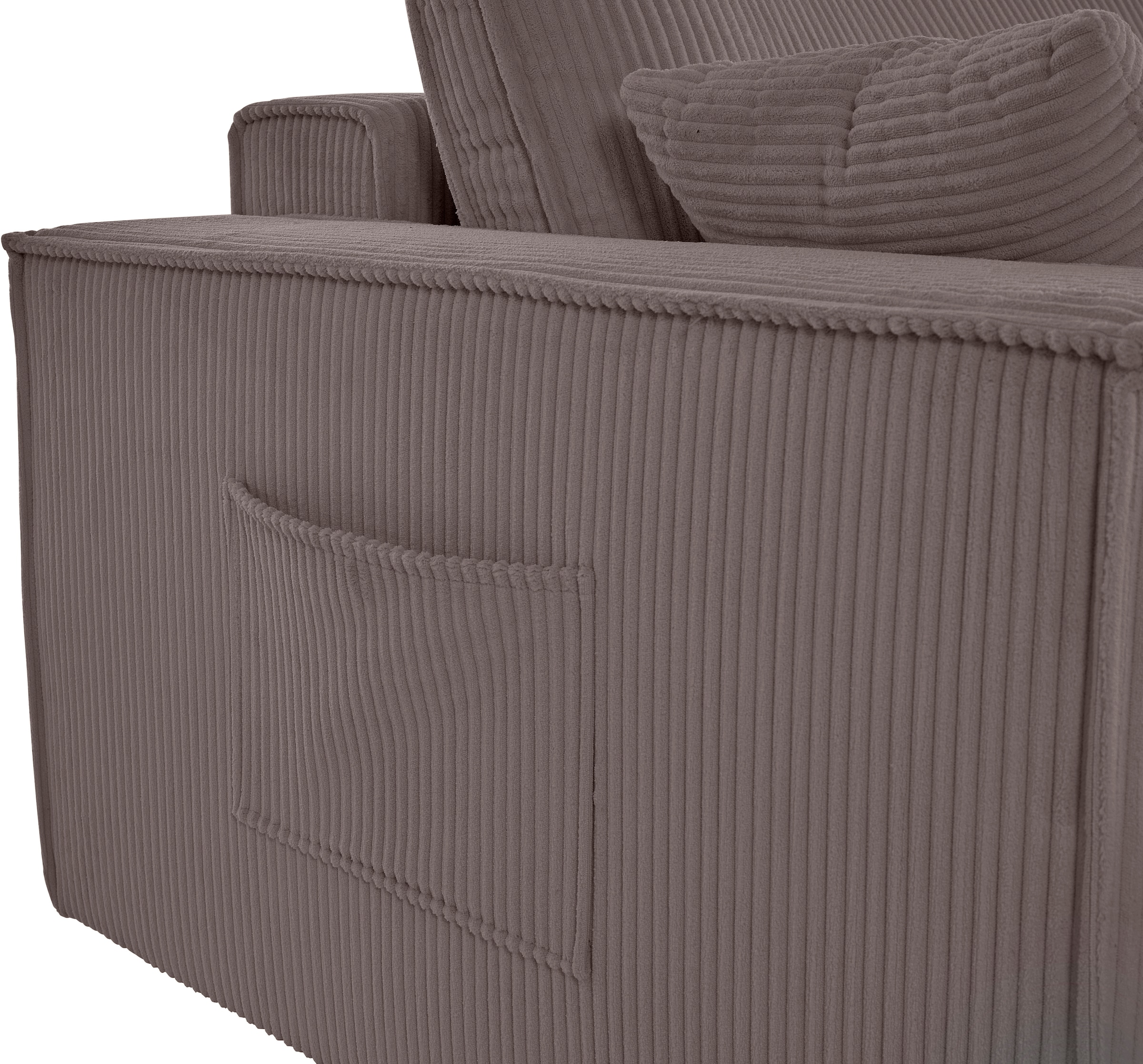 OTTO home Wohnlandschaft »Cassi, 311 cm, U-Form, Schlafsofa, Dauerschläfer, Boxspringfederung«, Schlaffunktion (133/270cm), Bettkasten, Seitentaschen, Cord-Bezug