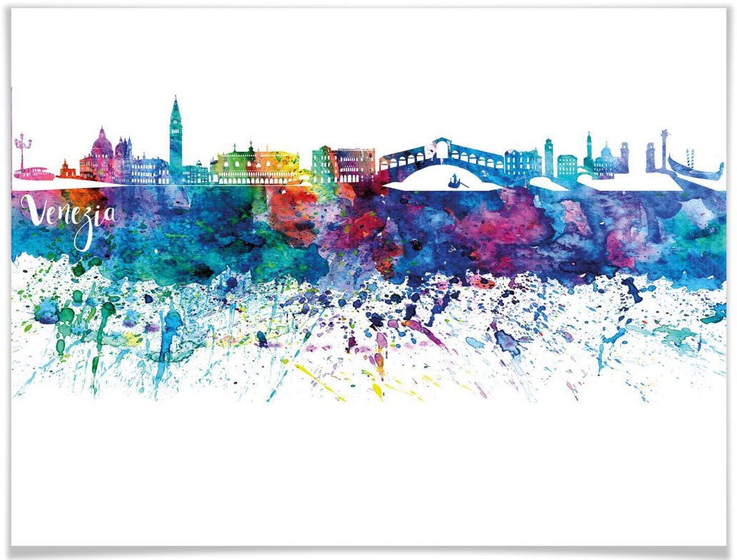 Poster Wandposter bestellen (1 Venedig Wall-Art Bild, »Graffiti Graffiti, Skyline«, auf Bunt Wandbild, Raten St.), Poster,