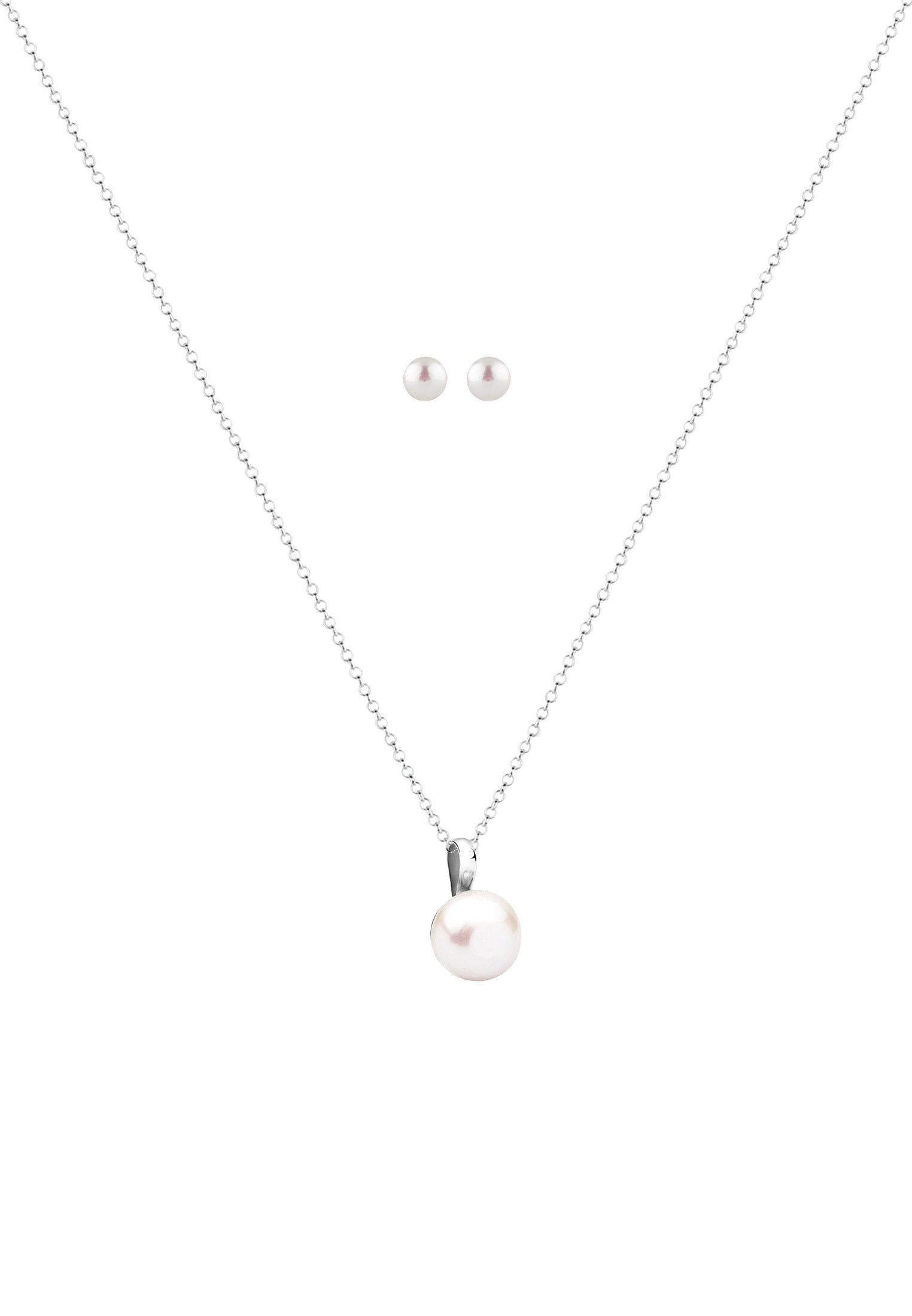 Nenalina Schmuckset »Halskette Ohrstecker Süßwasserperlen 925 Silber«