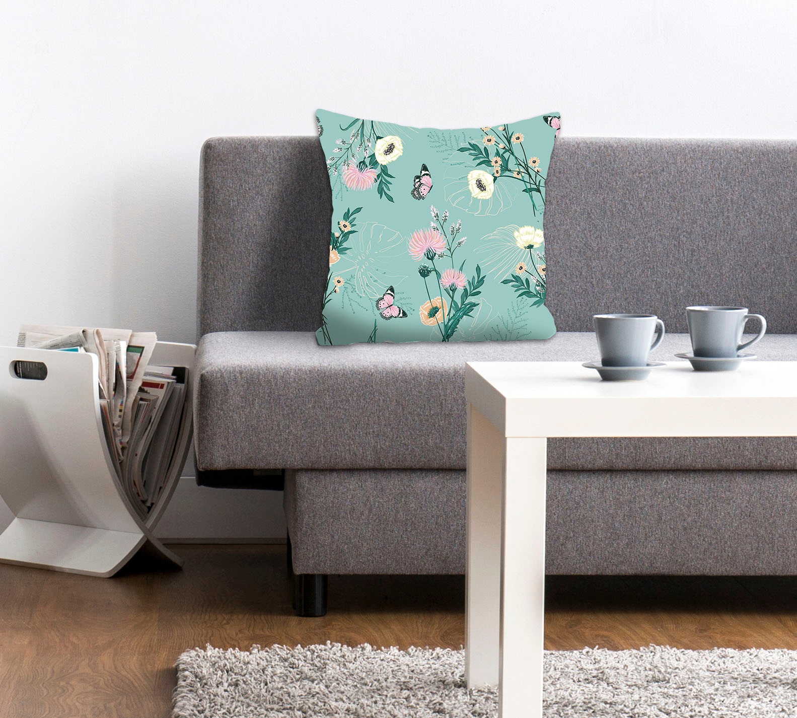 queence Dekokissen »Noemi«, Kissenhülle,Schmetterlinge,Blumen,Türkis,Natur, günstig online kaufen