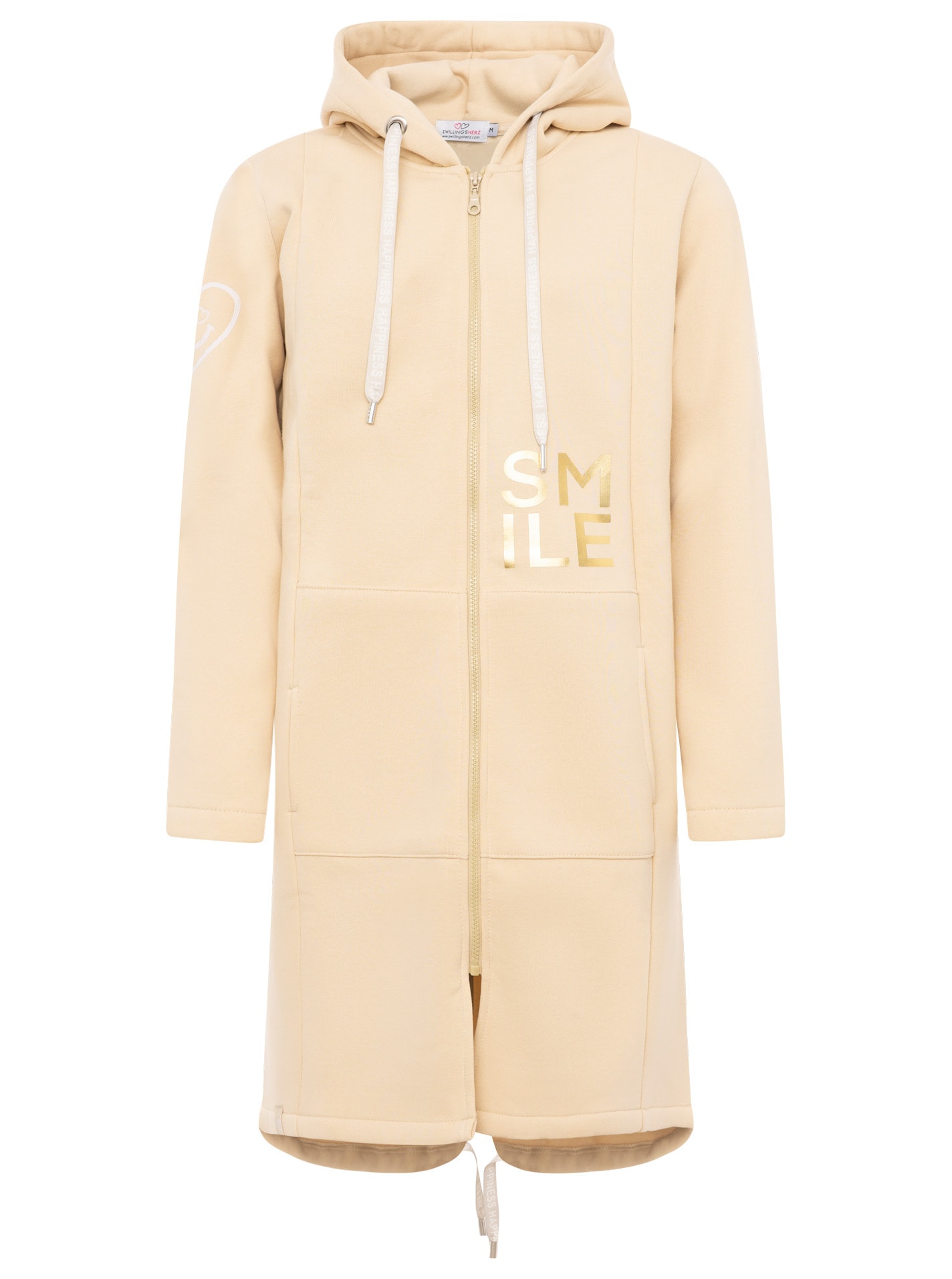 Zwillingsherz Kurzmantel »"Alissa Shiny"« Kapuze, Reißverschluss, glänzender Print, bedrucktes Band