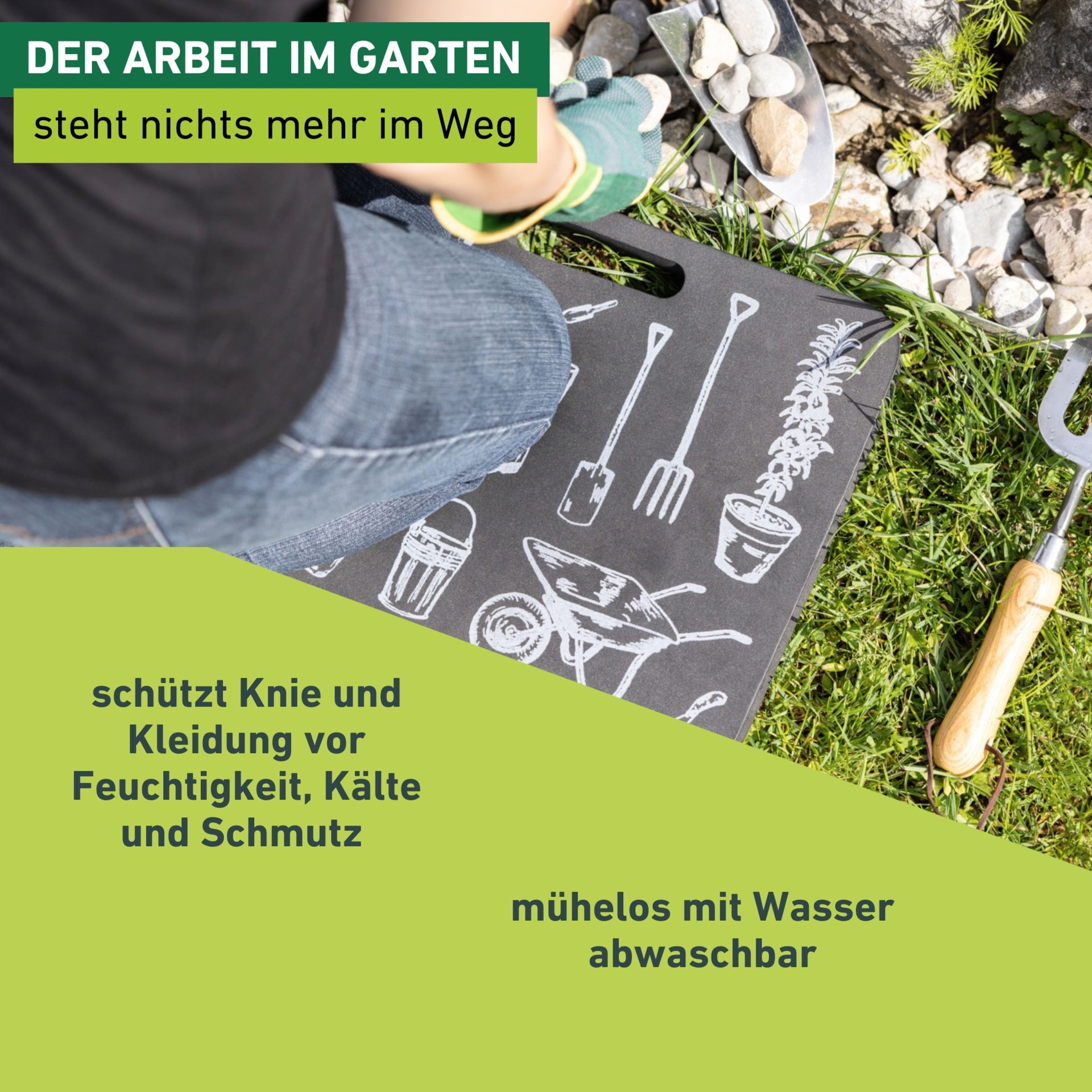 Windhager Kniekissen »mit Motiv für den Garten« Outdoor Sitzkissen, Knieschoner mit Tragegriff, anthrazit