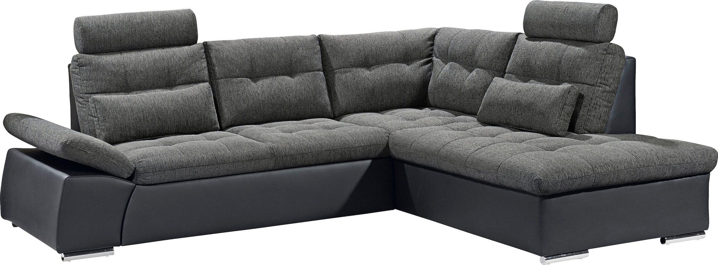 ED EXCITING DESIGN Ecksofa »Jakarta L-Form«, mit Bettfunktion, Armteilverstellung, Kopfstützen & 2 Nierenkissen