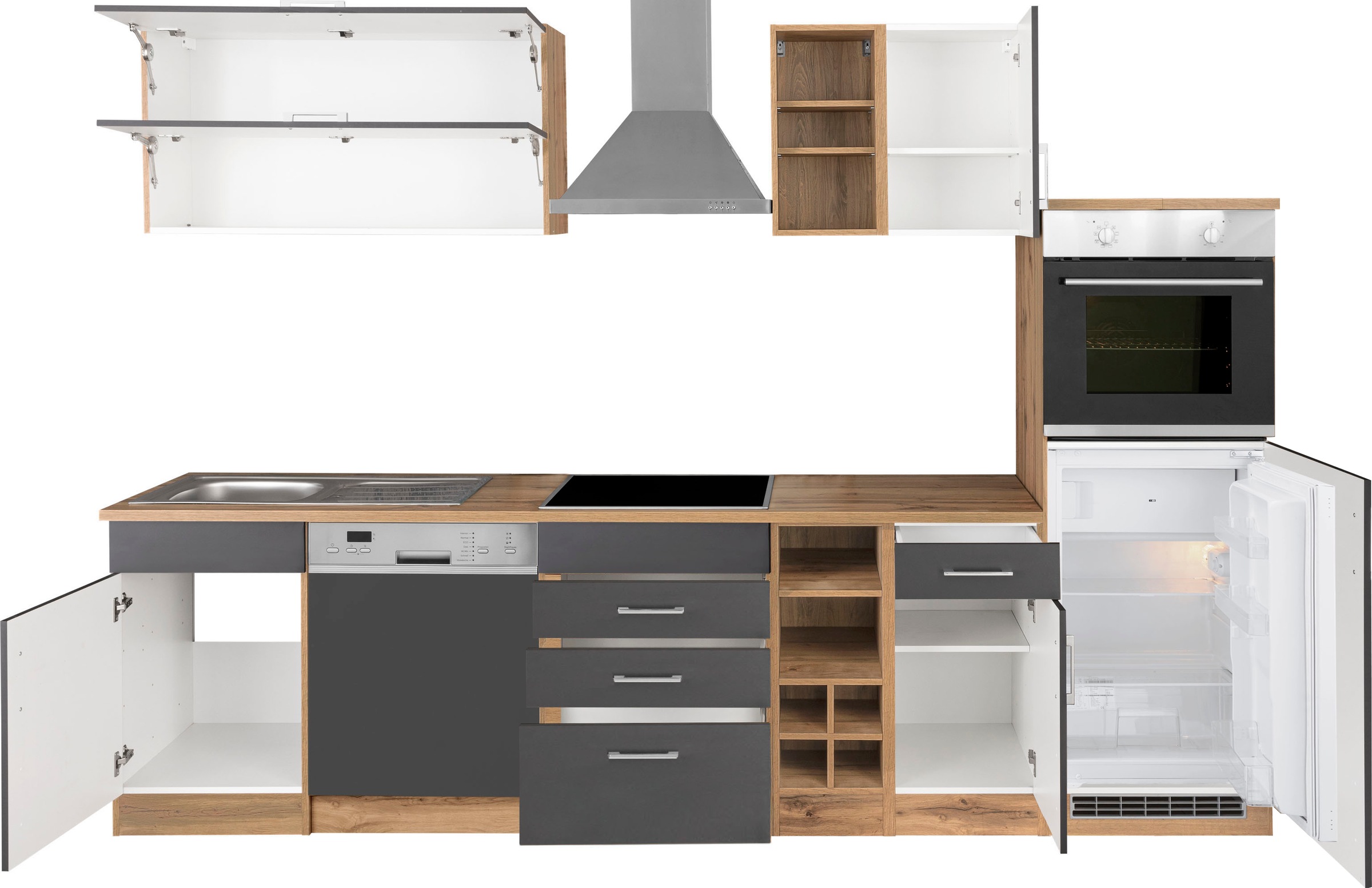 KOCHSTATION Küchenzeile »KS-Colmar«, mit E-Geräten, Breite 300 cm