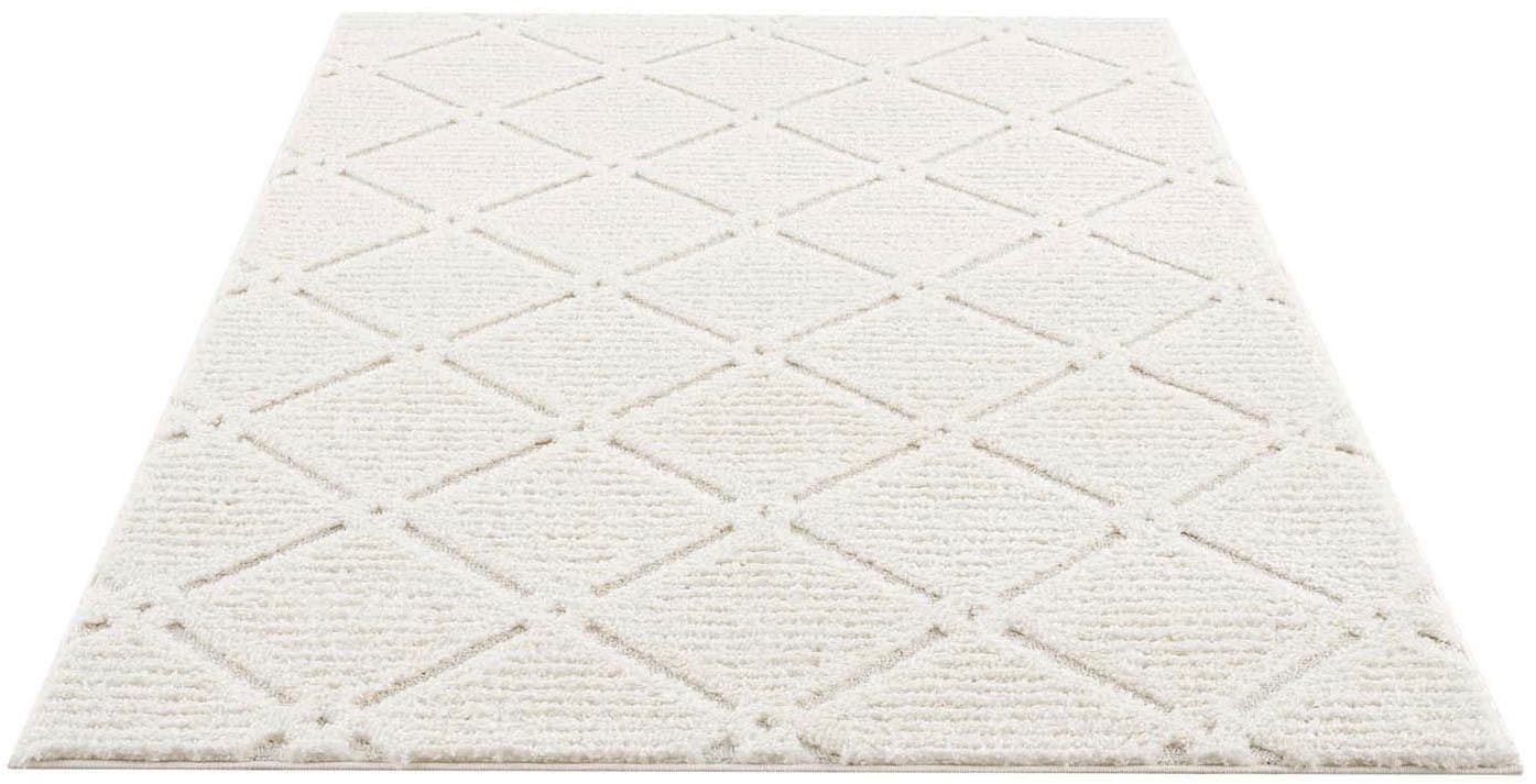 my home Hochflor-Teppich »Tammo«, rechteckig, 20 mm Höhe, Läufer, weich, uni, Rauten-Optik, Hoch Tief Struktur, Wohnzimmer