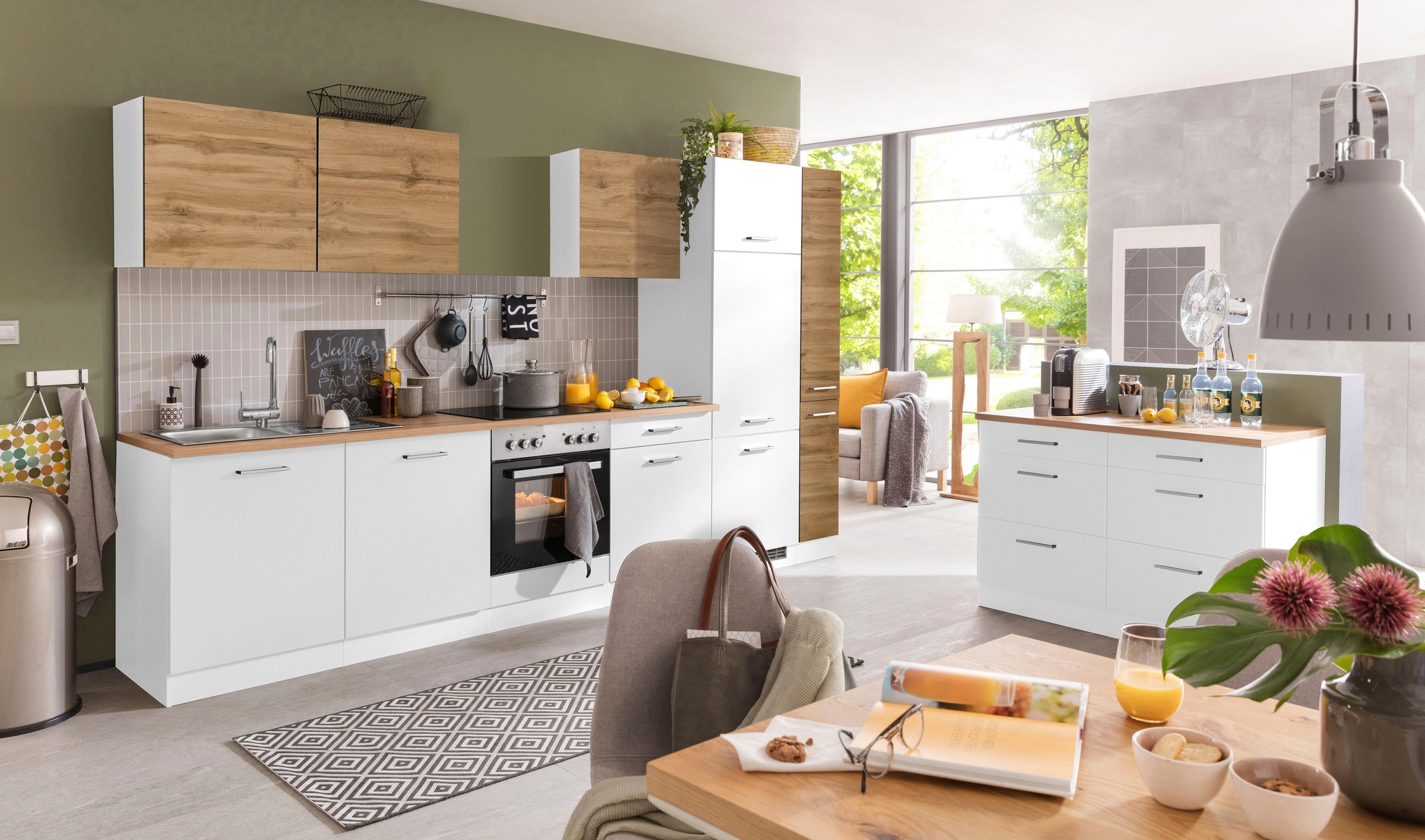 KOCHSTATION Küchenzeile »KS-Kehl«, ohne E-Geräte, Breite 330 cm, für Kühlschrank